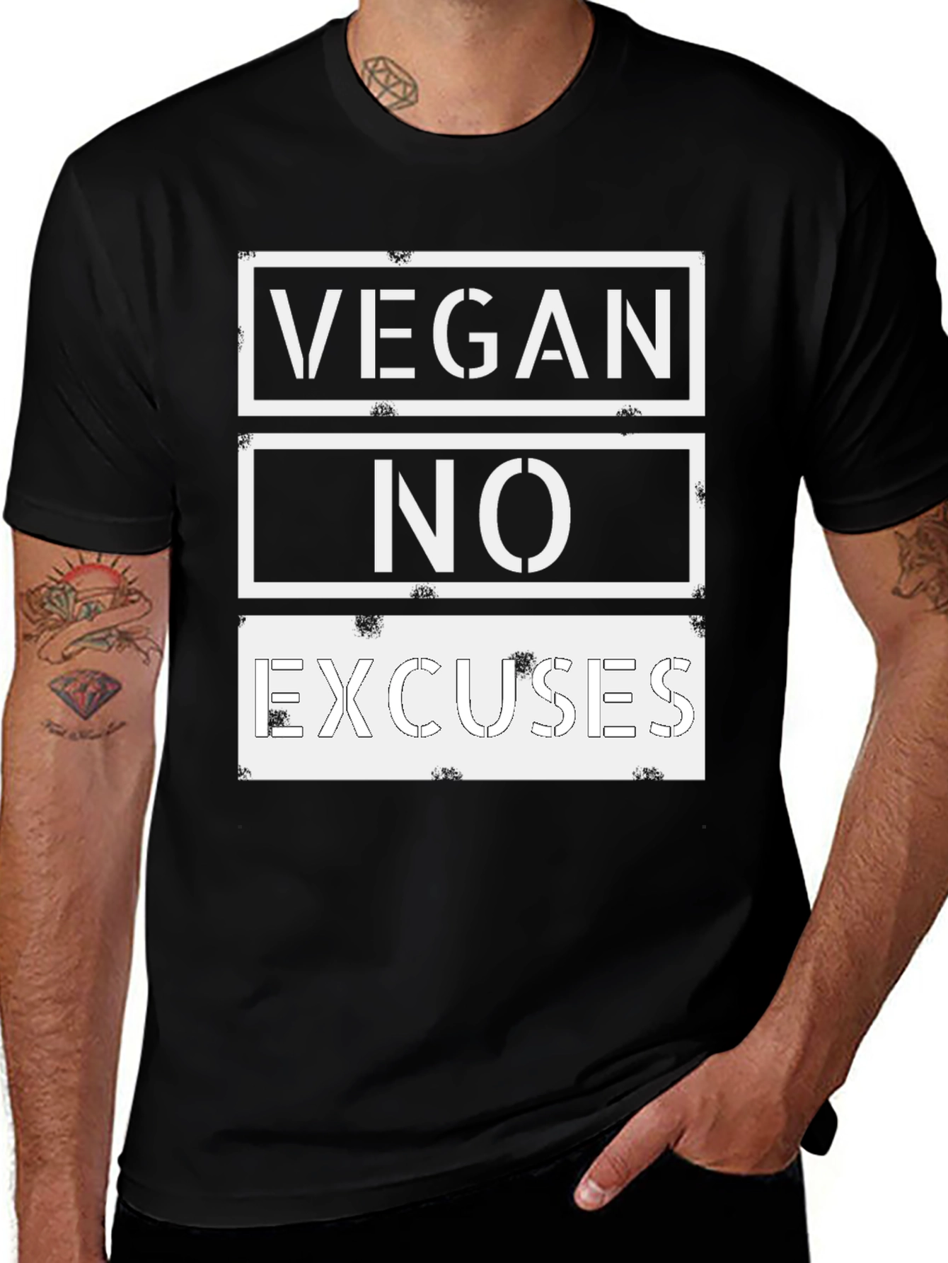 Vegan No Excuses Graphic Tee - Black Casual T-Shirt