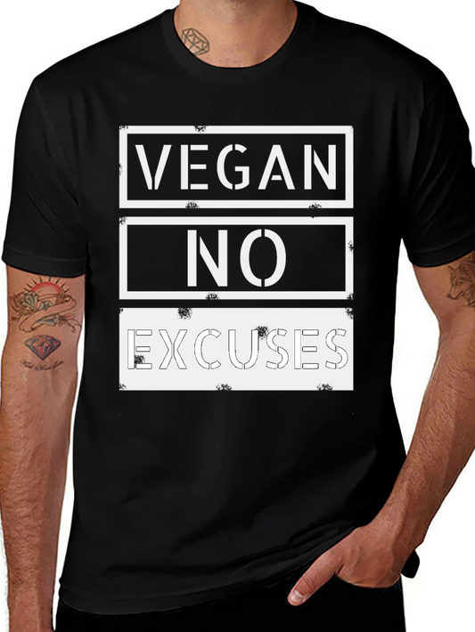 Vegan No Excuses Graphic Tee - Black Casual T-Shirt