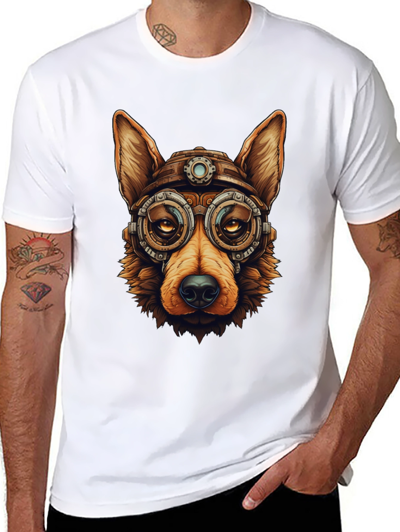 Steampunk Dog T-Shirt - Cool Graphic Tee