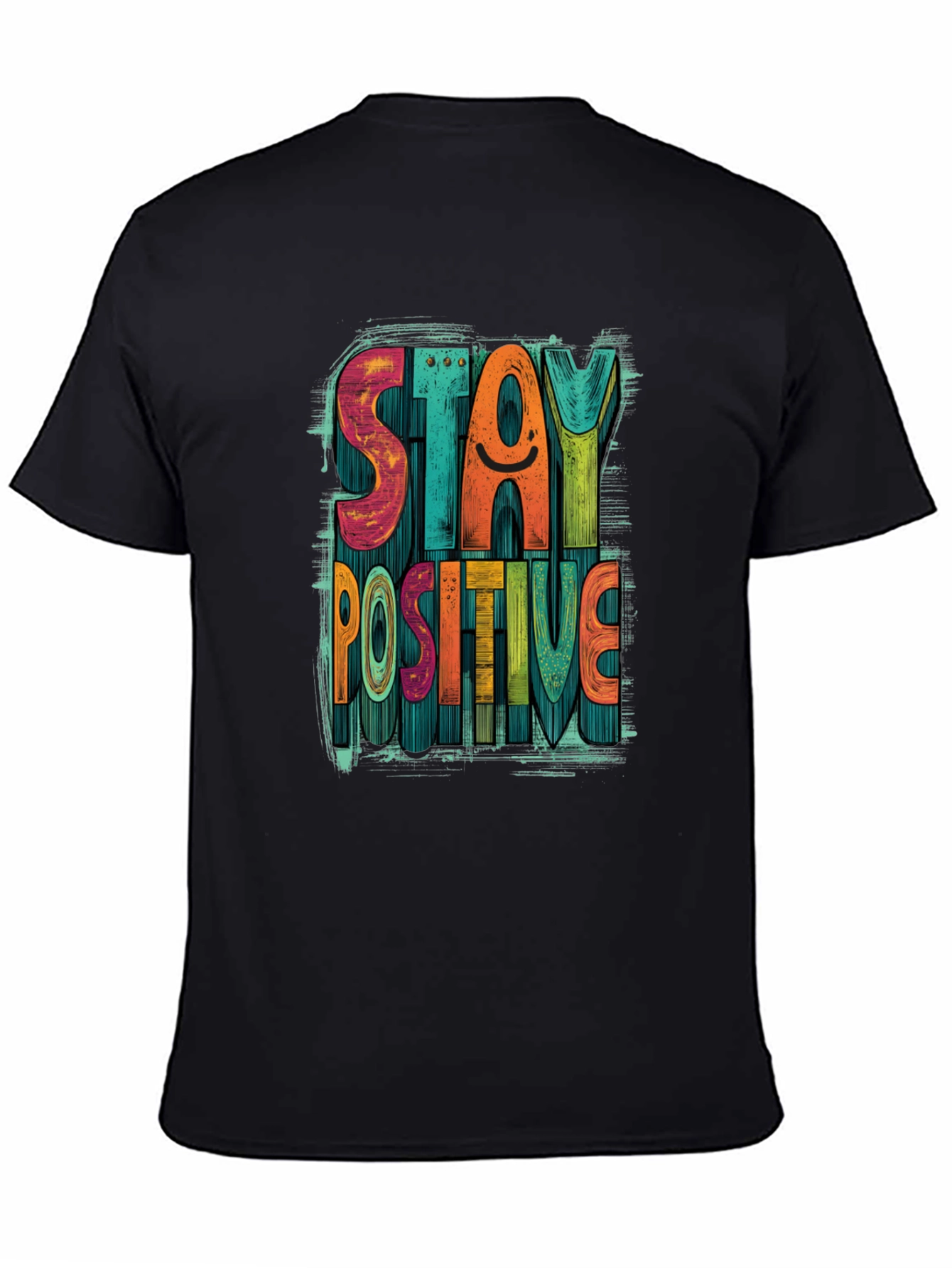 Stay Positive Graphic Tee - Mens Black Crewneck