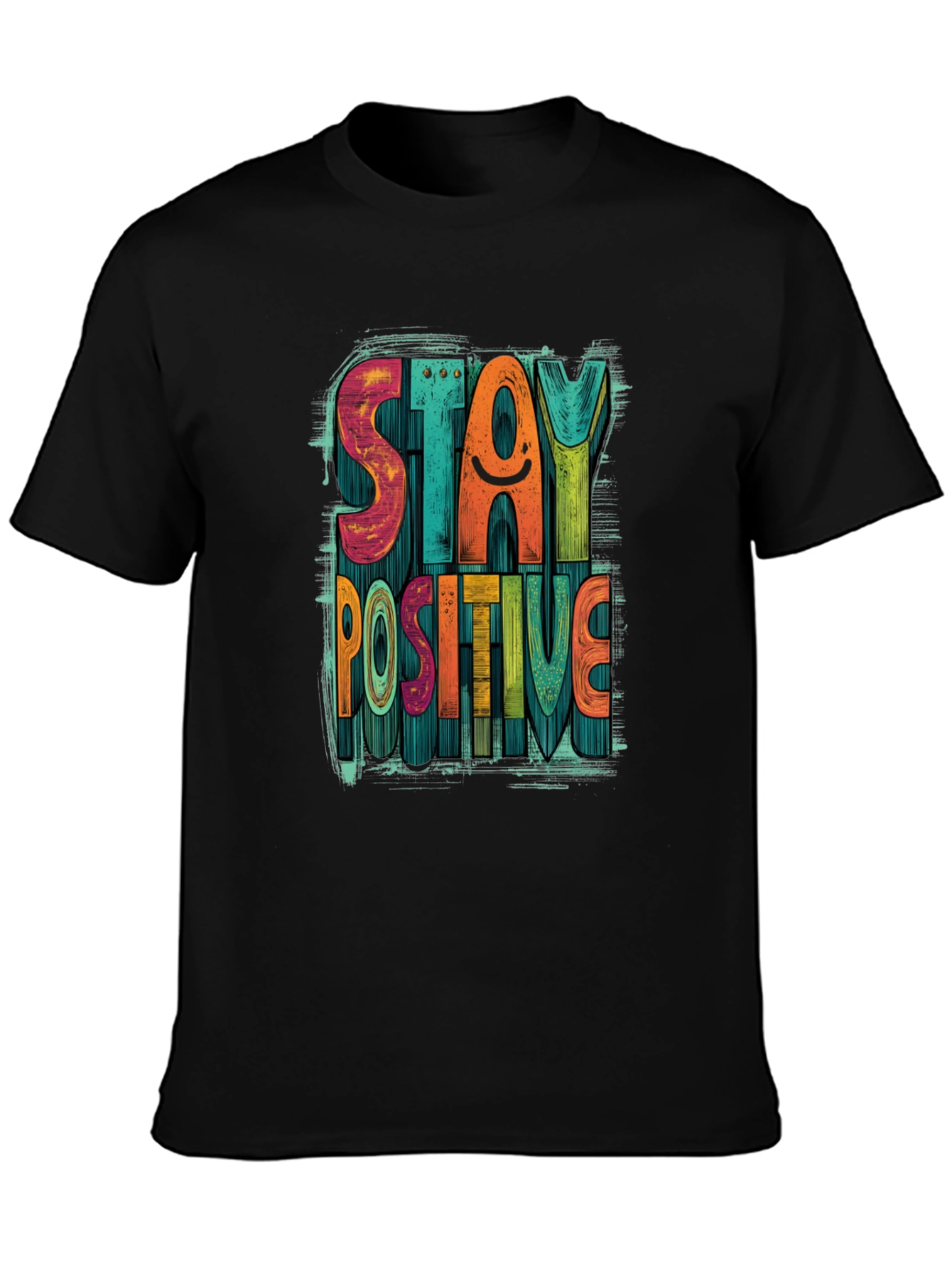 Stay Positive Graphic Tee - Mens Black Crewneck