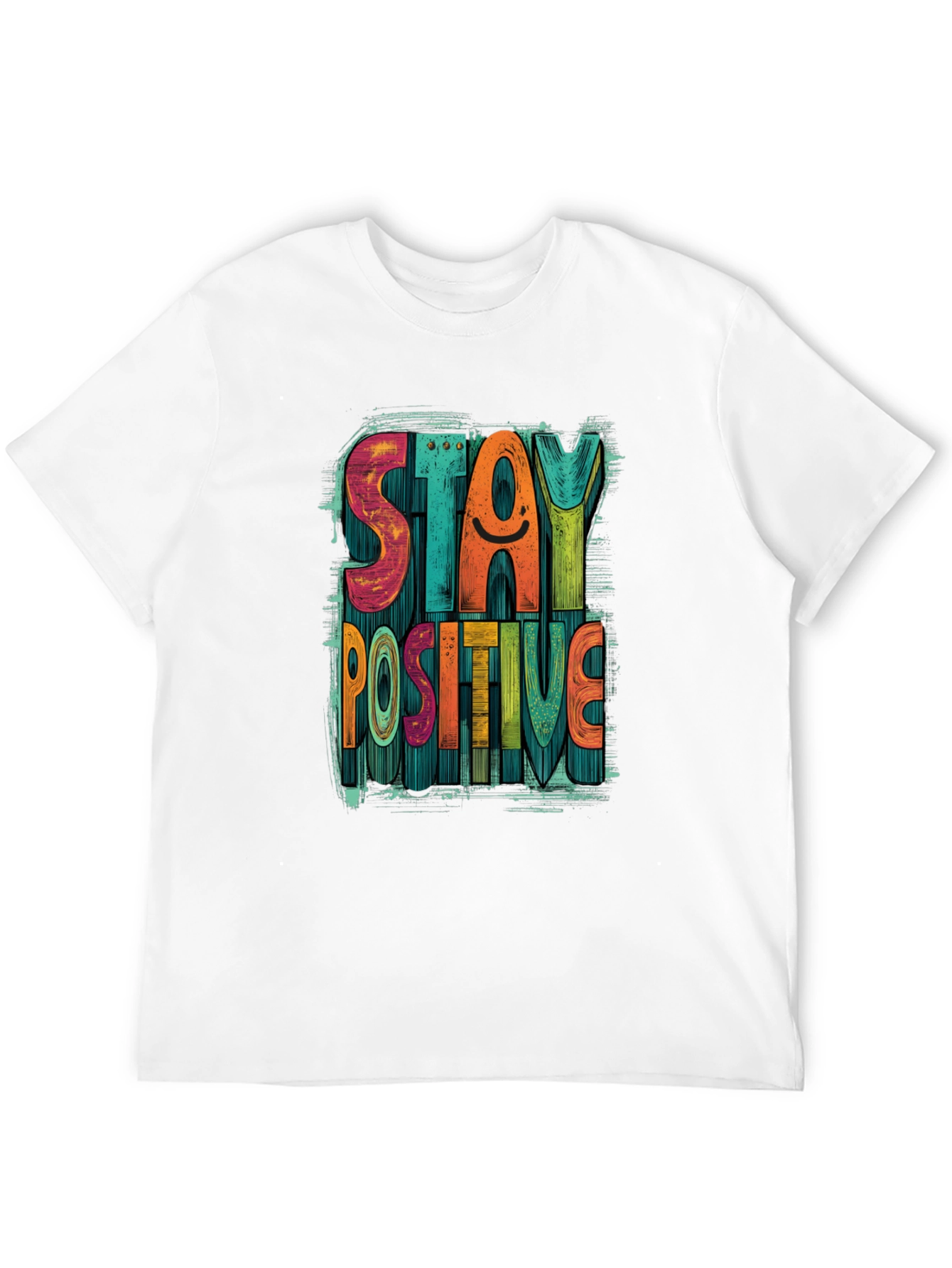 Stay Positive Graphic Tee - Mens Black Crewneck