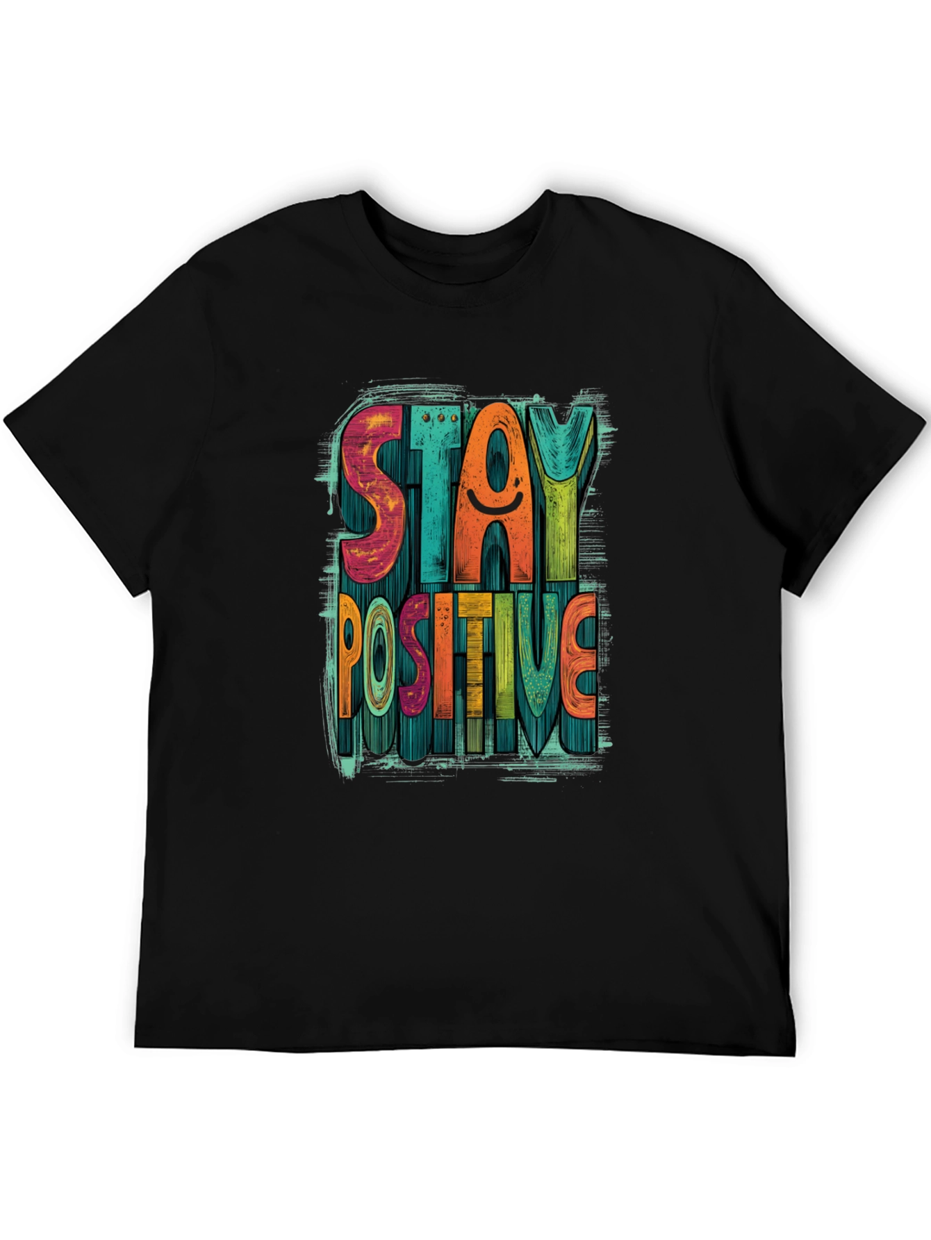 Stay Positive Graphic Tee - Mens Black Crewneck