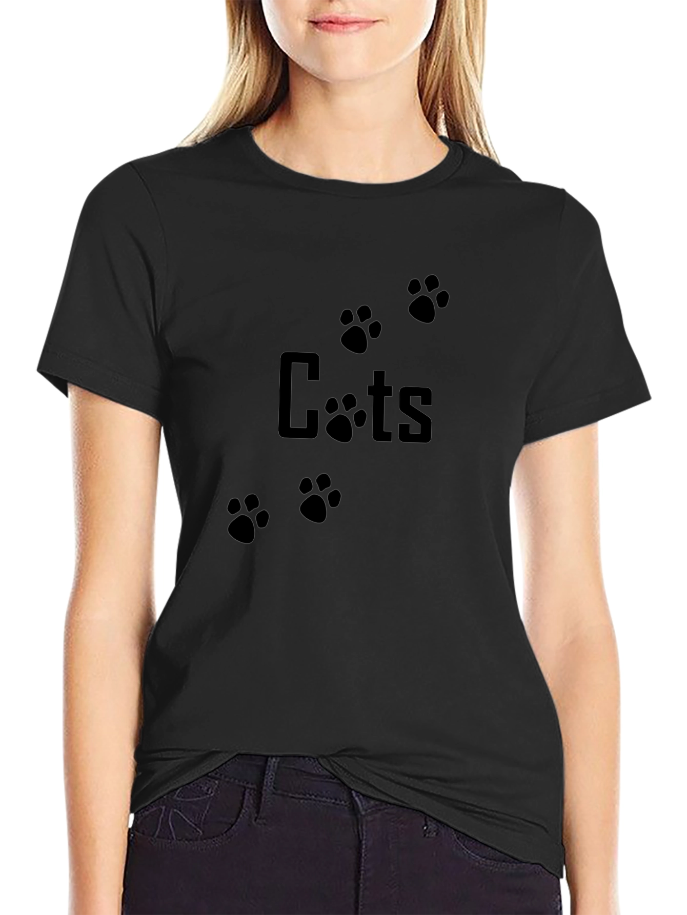 Cool Cats Paw Print Black T-Shirt