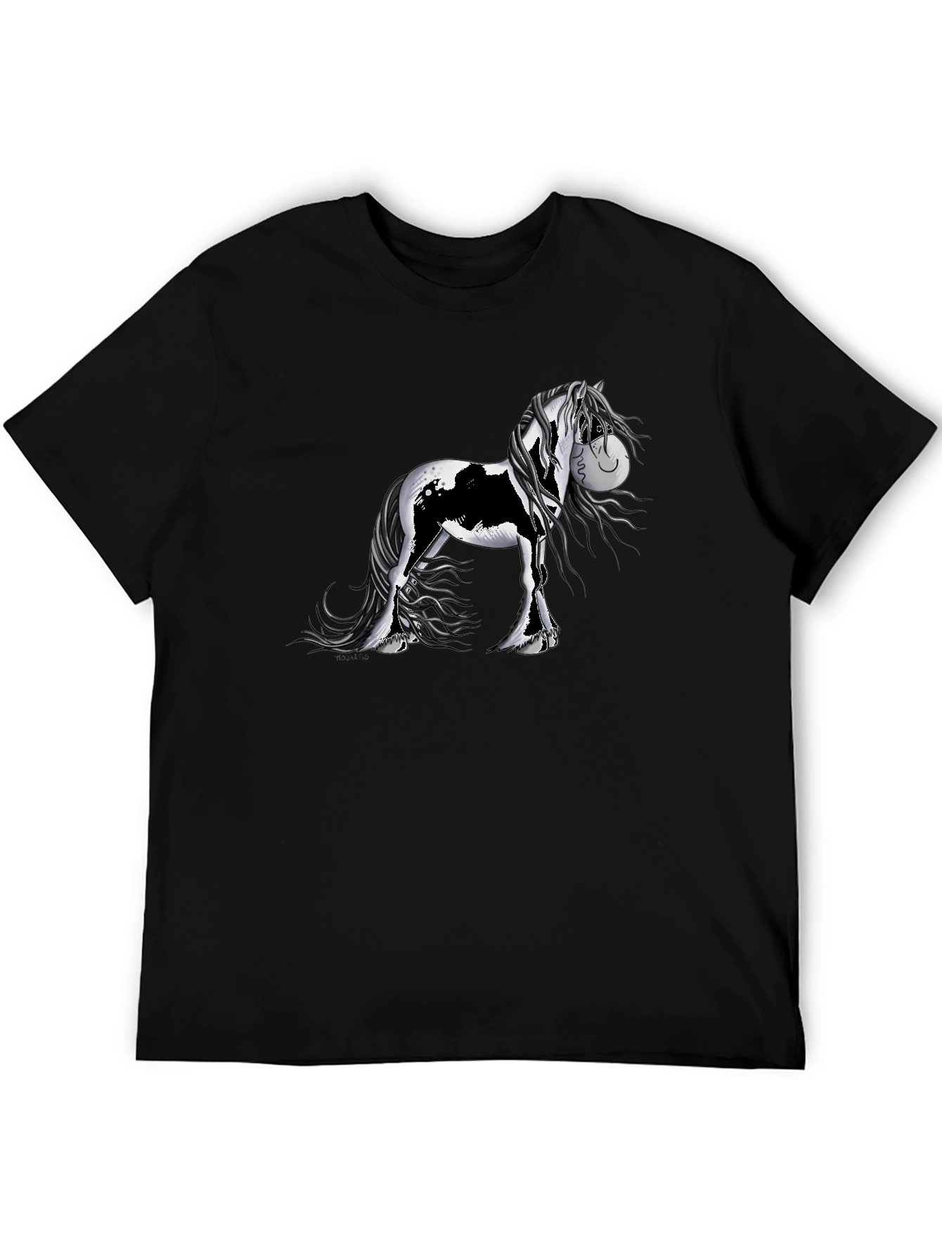 Horse Graphic Black T-Shirt - Mens Casual Wear