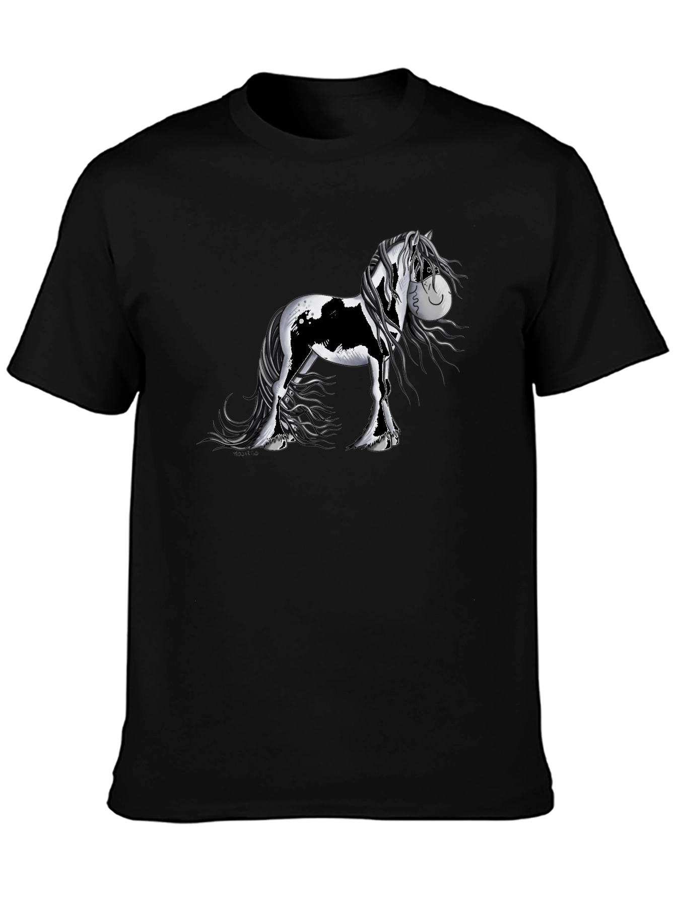 Horse Graphic Black T-Shirt - Mens Casual Wear