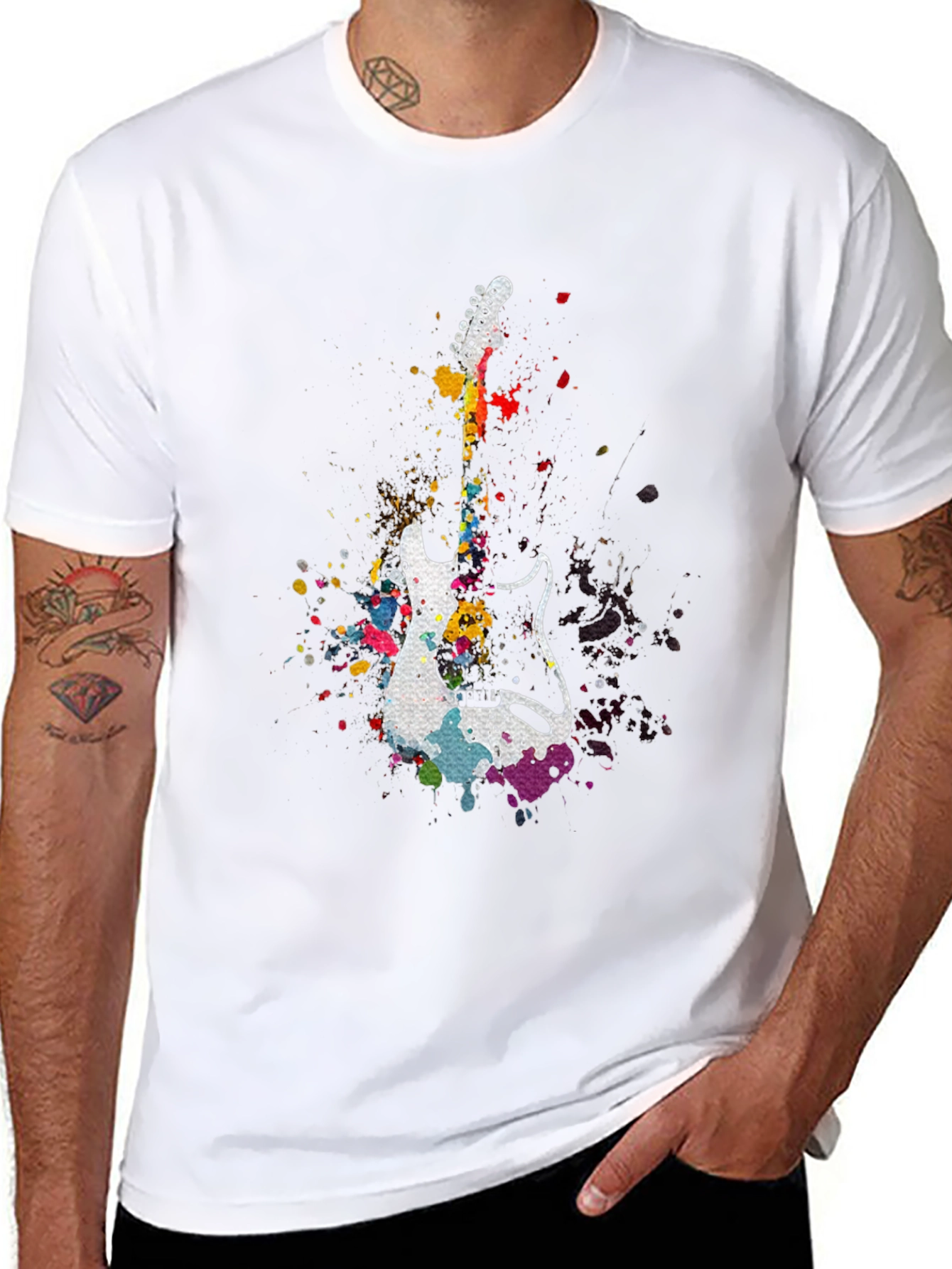 Guitar Splatter T-Shirt - Music Lover Tee