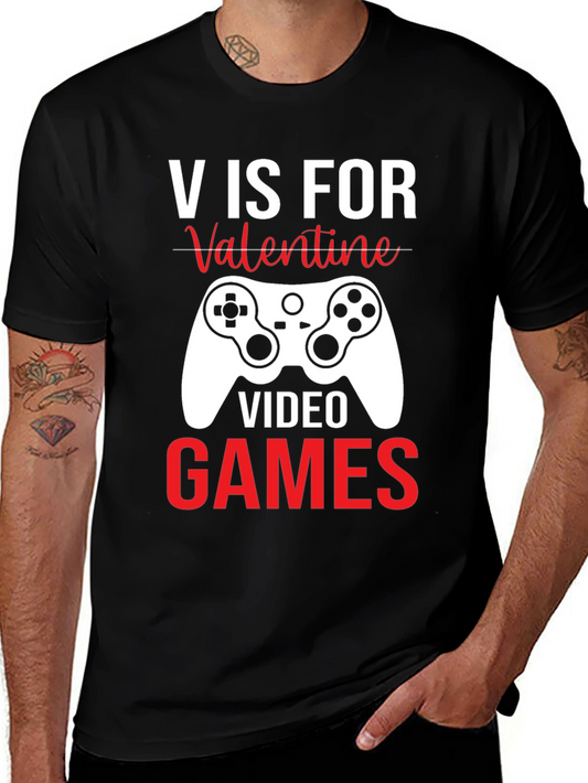 Valentines Day Gamer T-Shirt - V is for Video Games