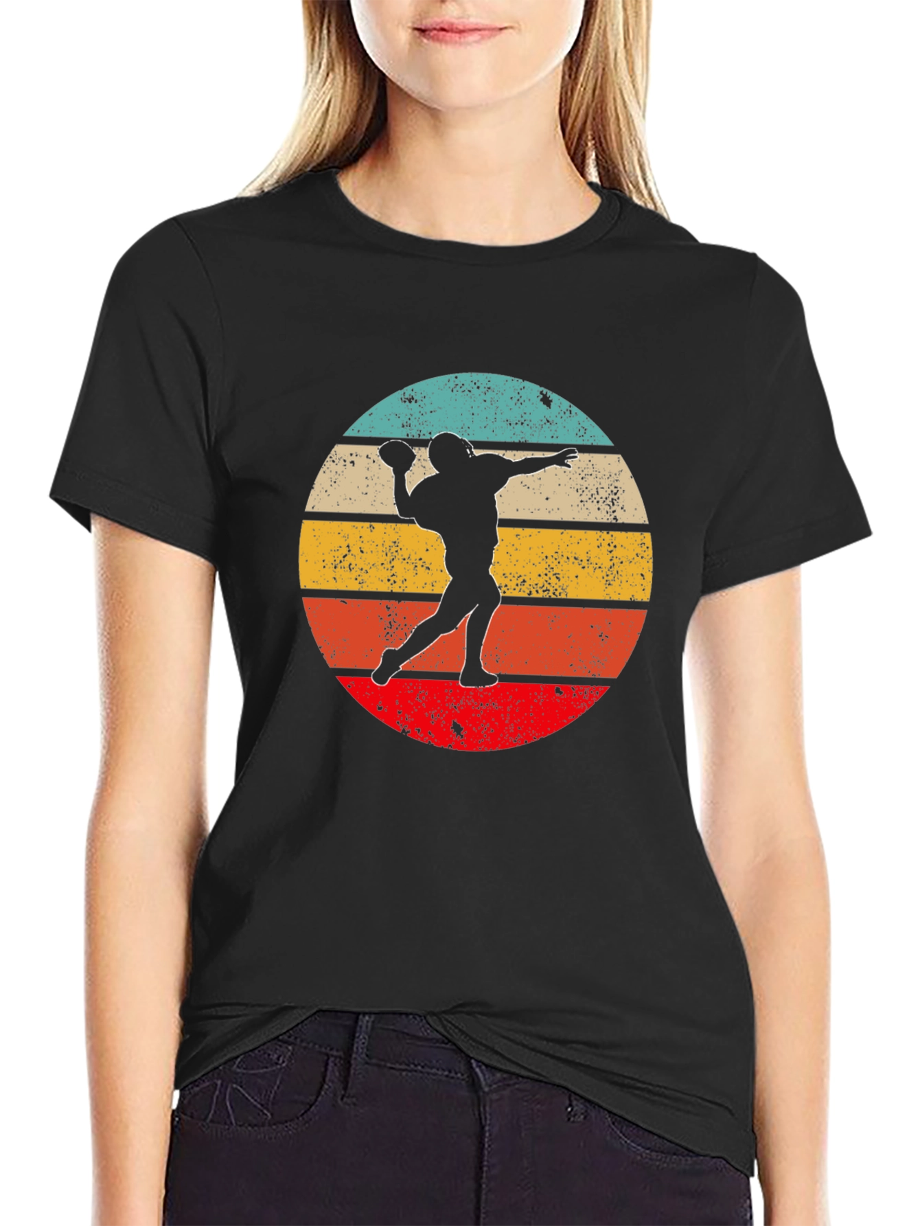 Retro Football Thrower Graphic T-Shirt