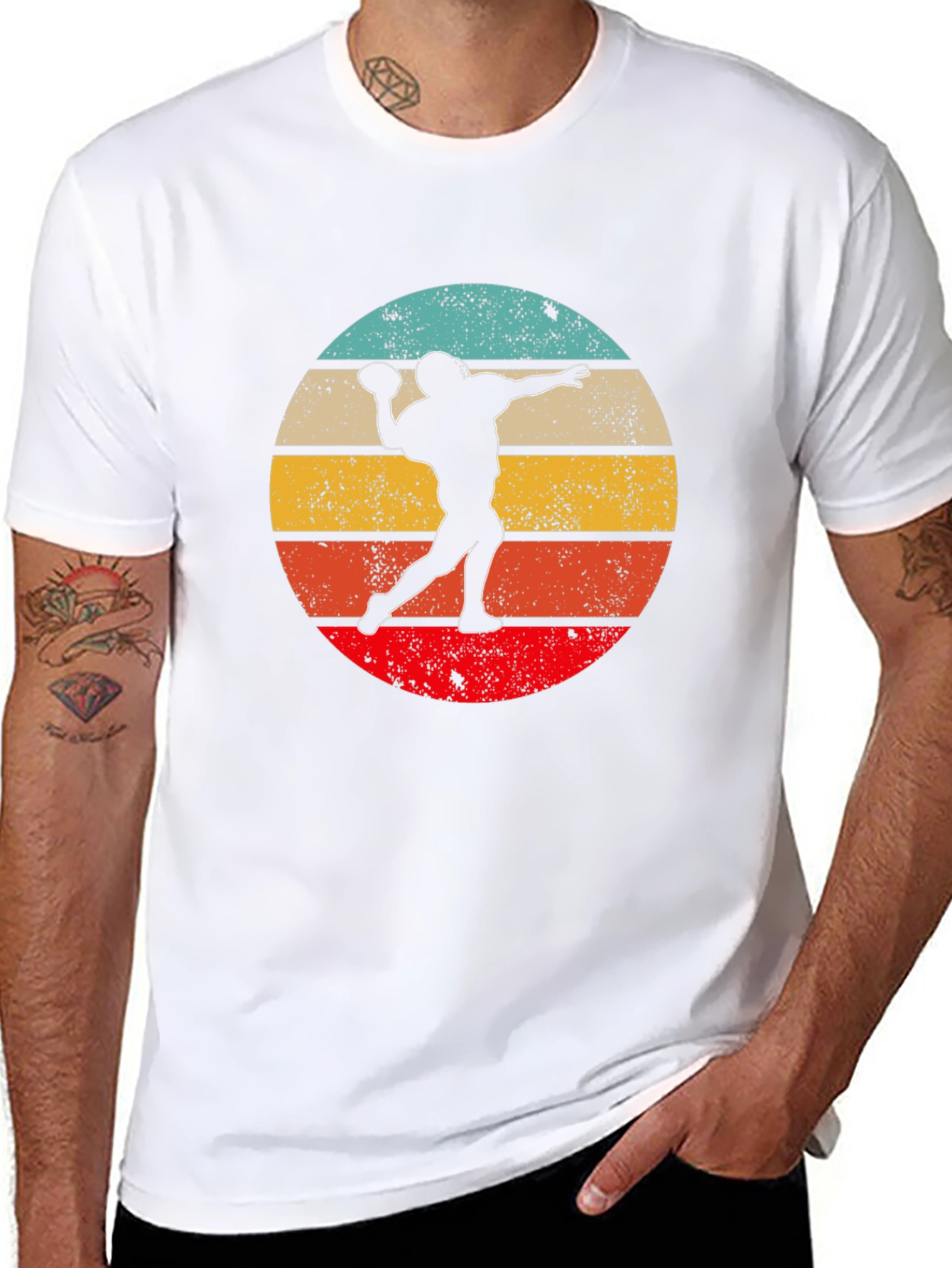 Retro Football Thrower Graphic T-Shirt