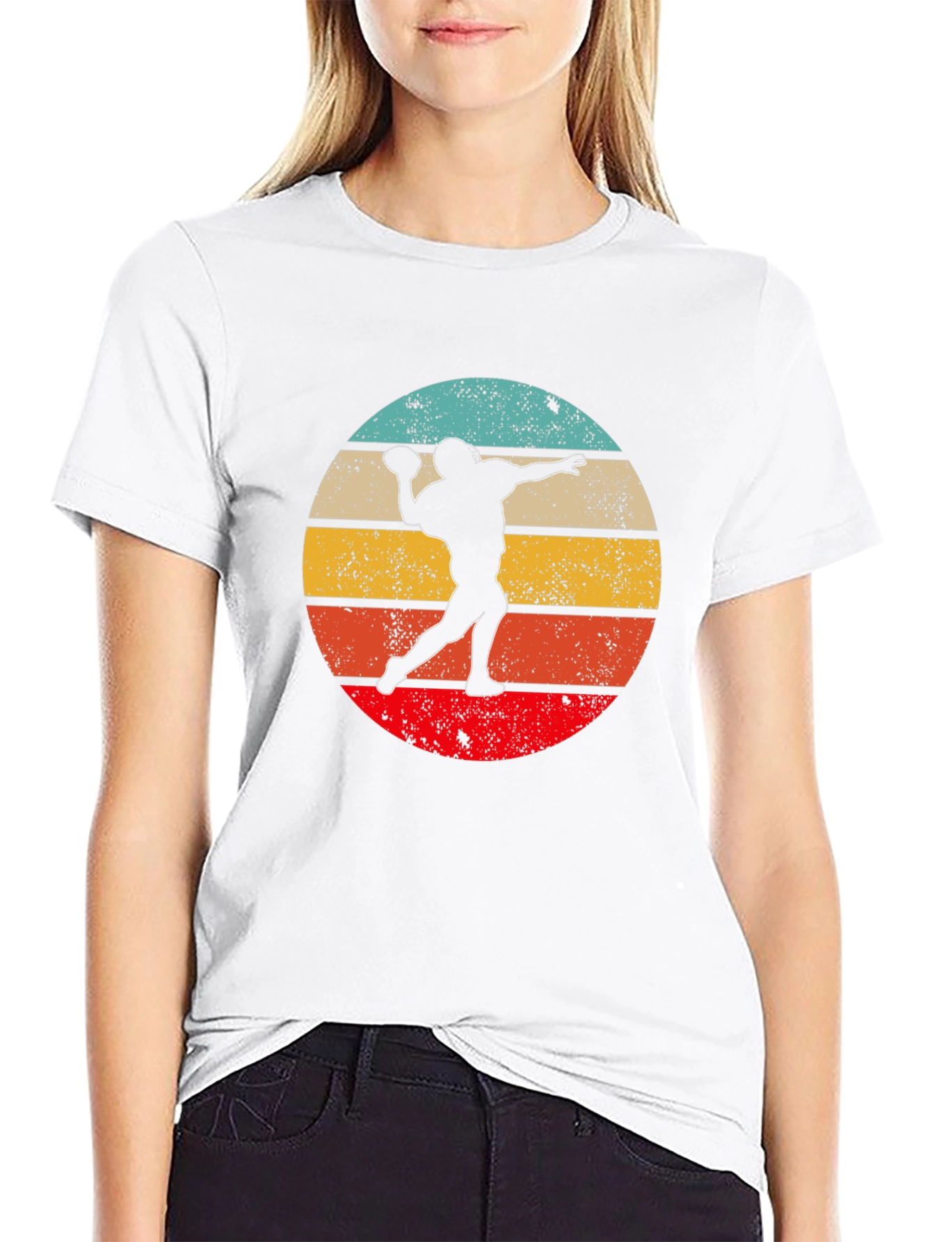 Retro Football Thrower Graphic T-Shirt