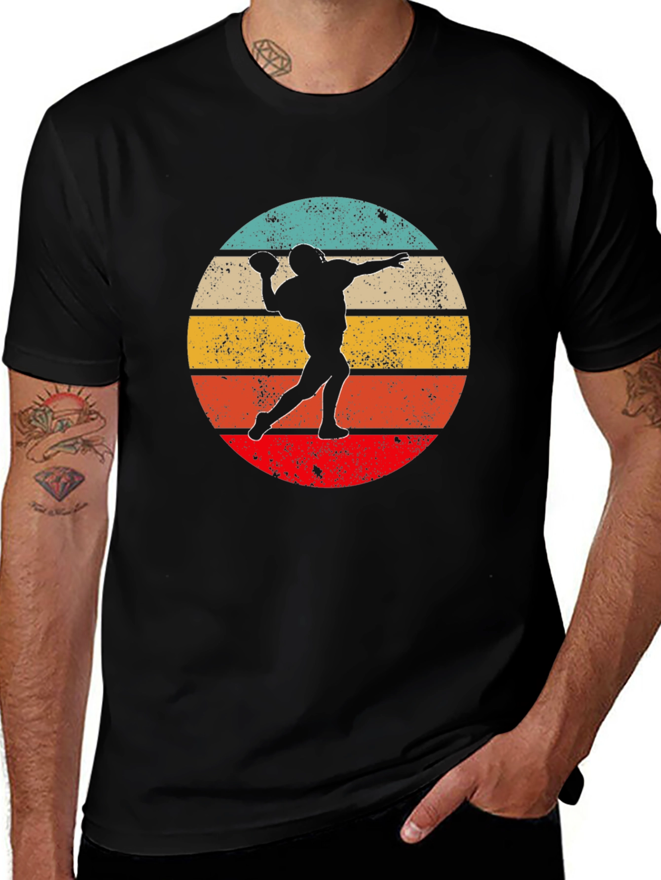 Retro Football Thrower Graphic T-Shirt