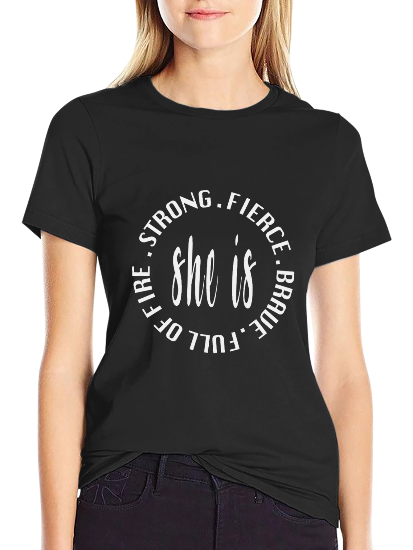 Feminist She Is Graphic Tee - Strong Fierce Brave