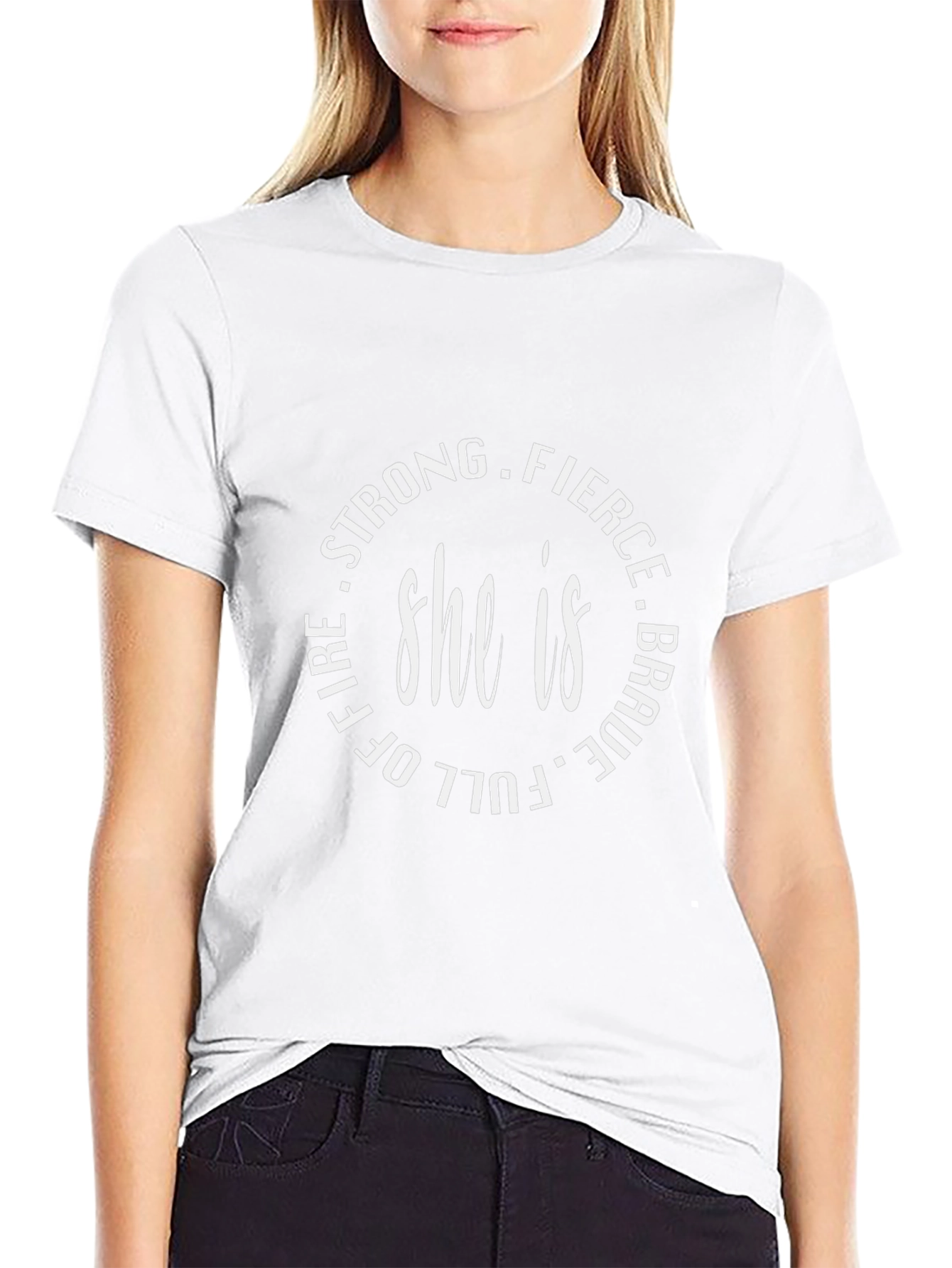 Feminist She Is Graphic Tee - Strong Fierce Brave
