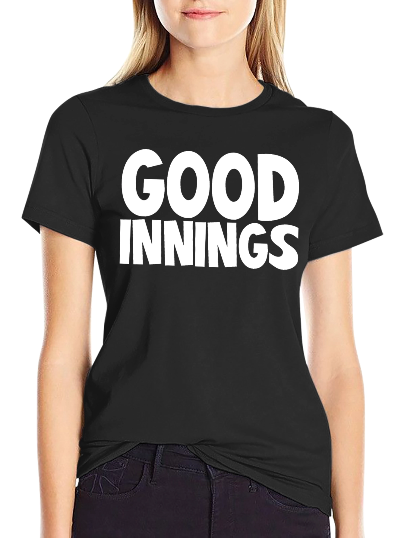 Good Innings Black Graphic T-Shirt