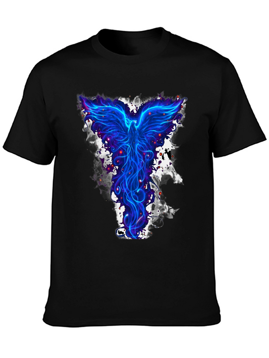 Electric Blue Phoenix Graphic Tee - Mens Black T-Shirt