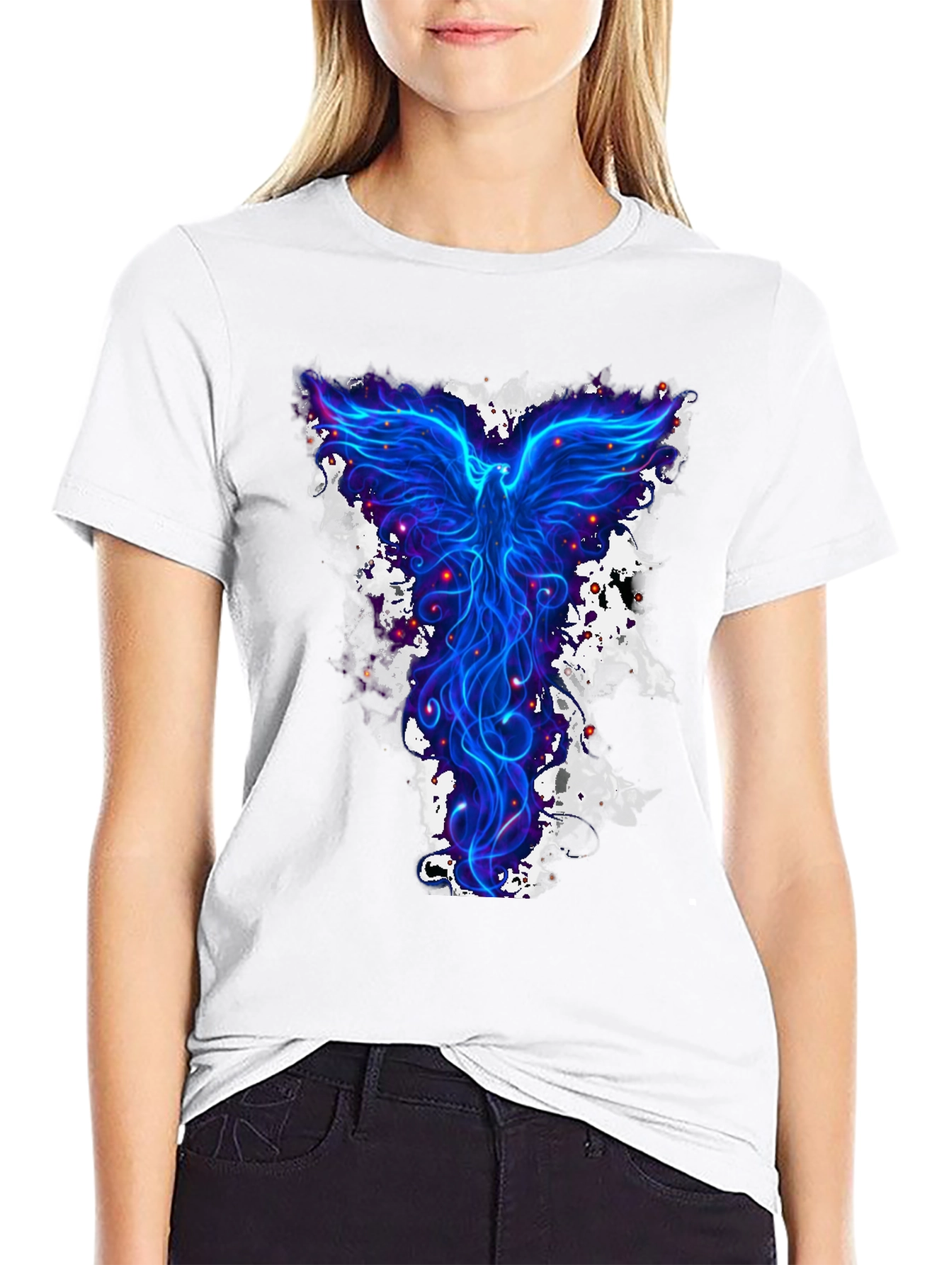 Electric Blue Phoenix Graphic Tee - Mens Black T-Shirt
