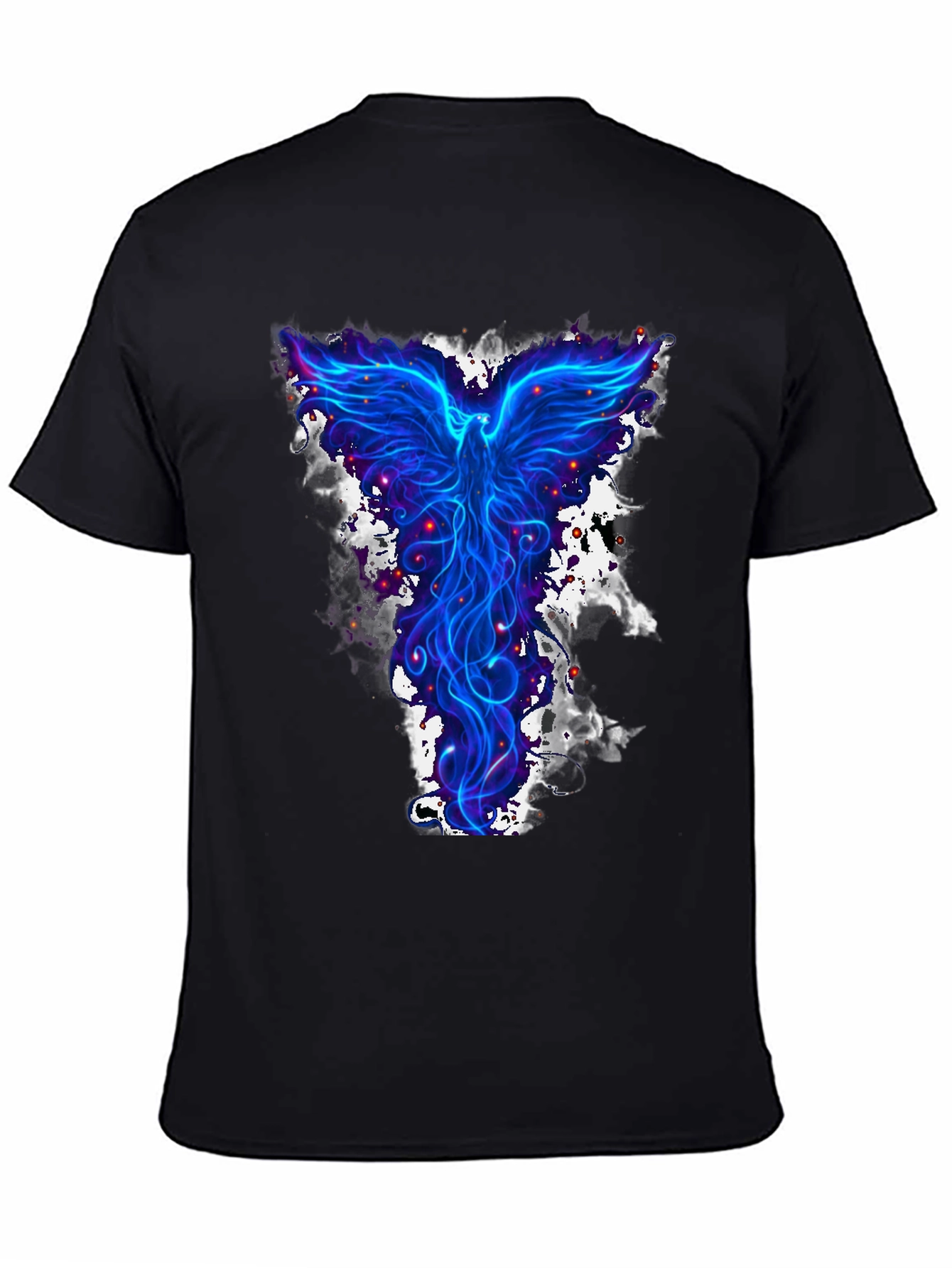 Electric Blue Phoenix Graphic Tee - Mens Black T-Shirt