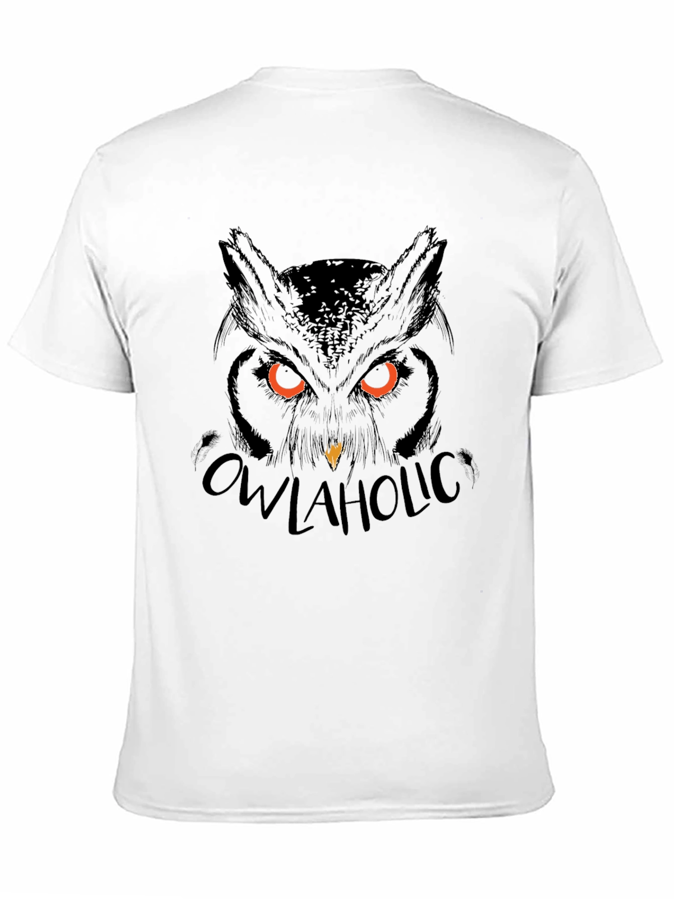Owl Graphic Print Tee - Black Cotton Blend Casual