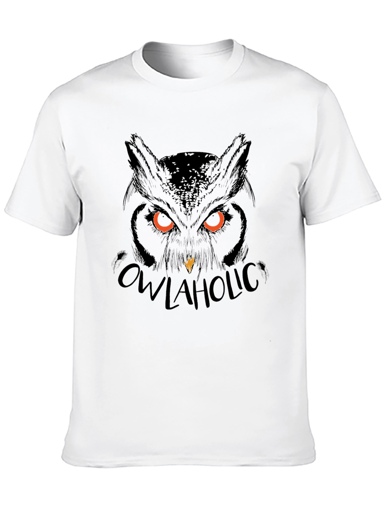 Owl Graphic Print Tee - Black Cotton Blend Casual