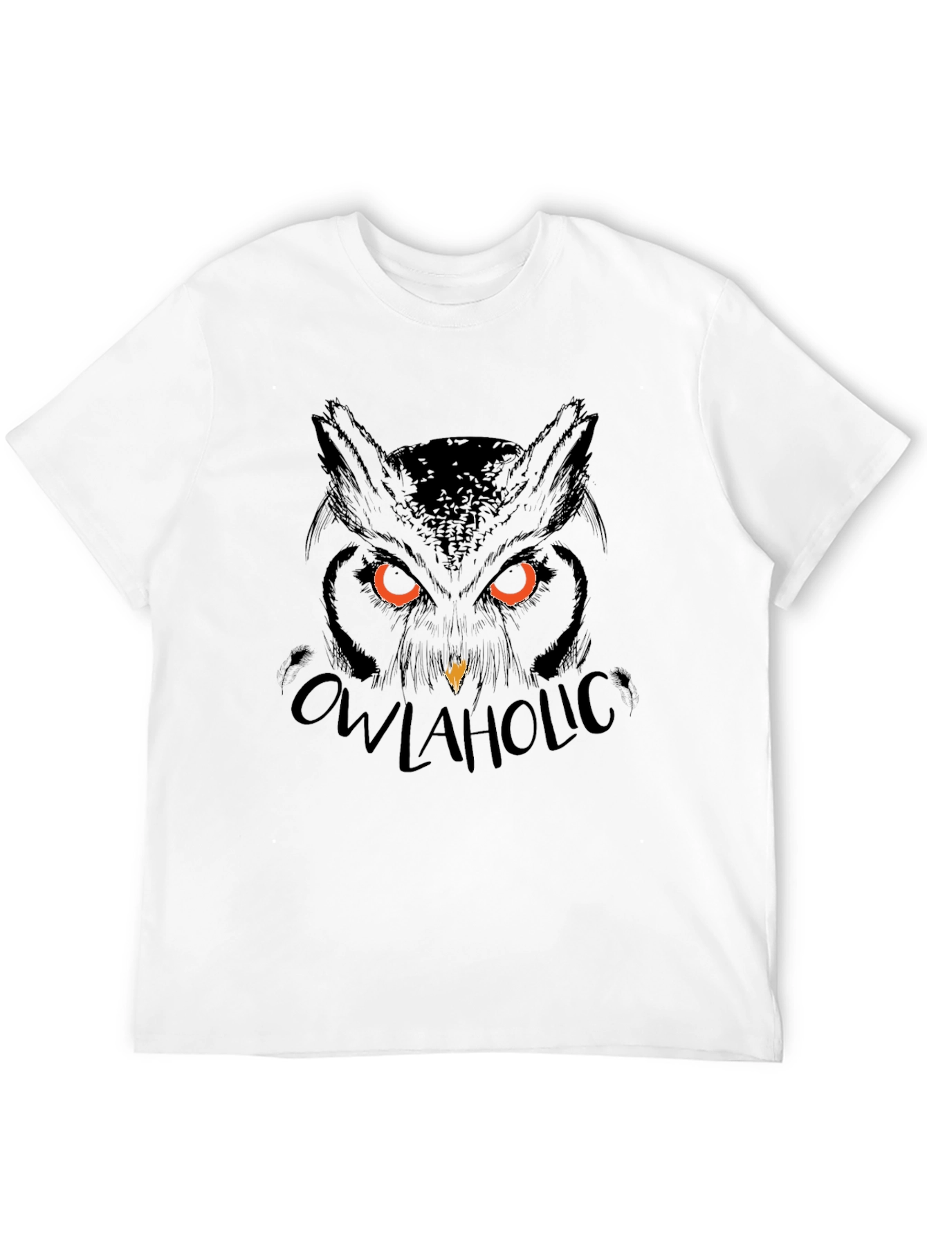 Owl Graphic Print Tee - Black Cotton Blend Casual