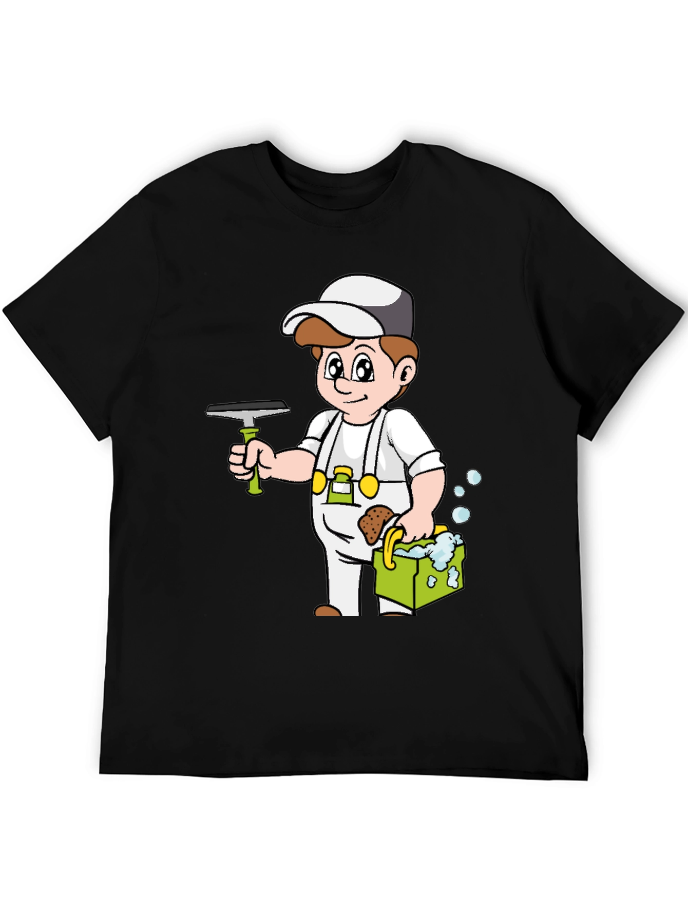 Cartoon Window Cleaner T-Shirt Black