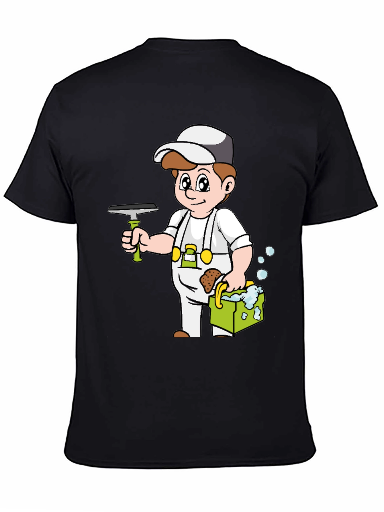 Cartoon Window Cleaner T-Shirt Black