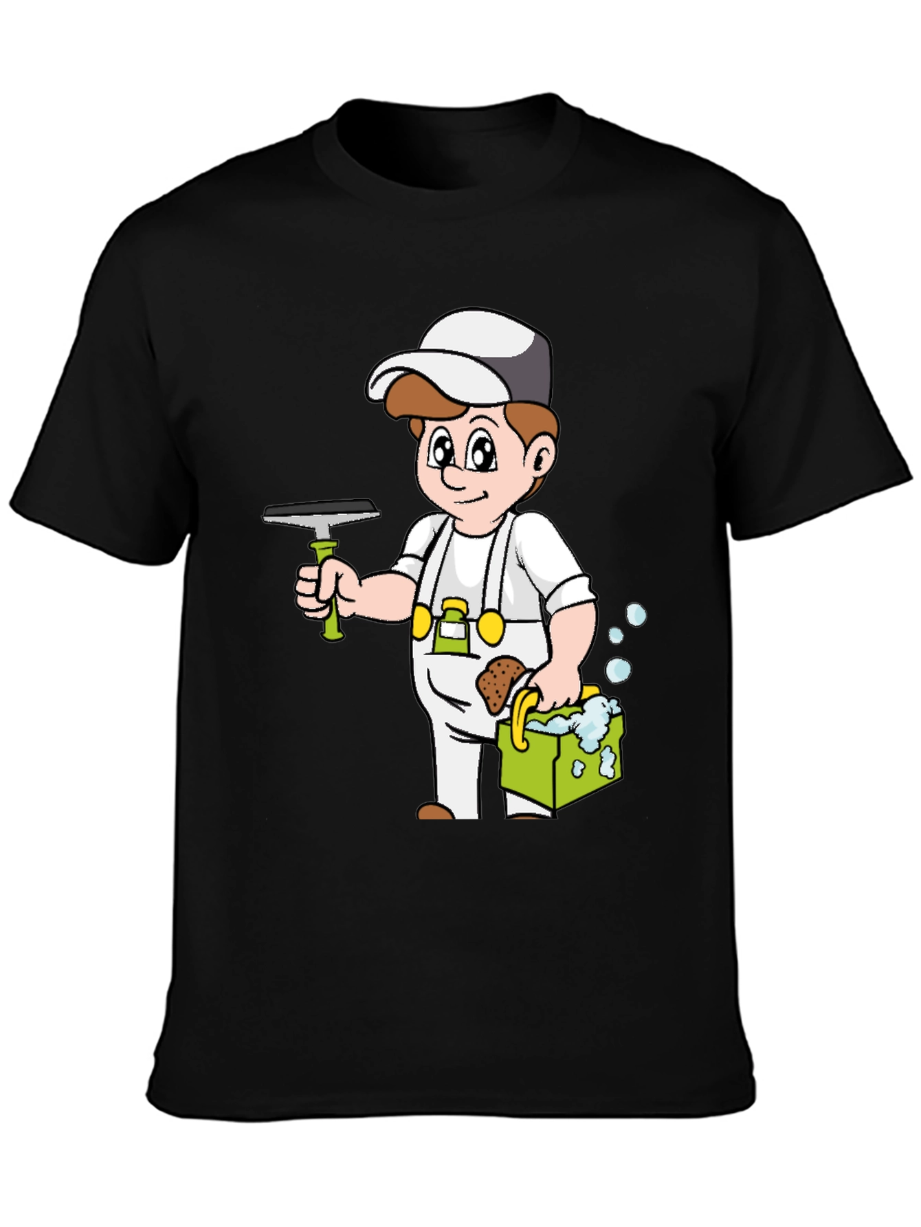 Cartoon Window Cleaner T-Shirt Black