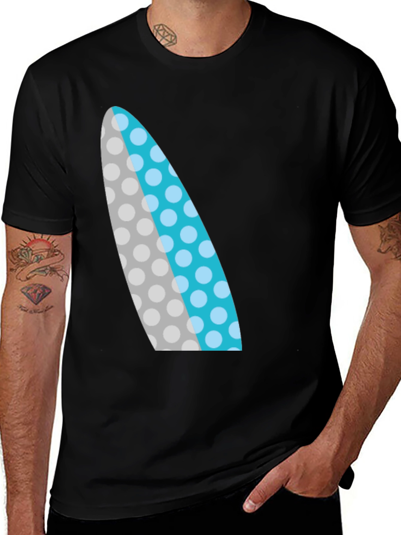 Surfboard Graphic Black T-Shirt