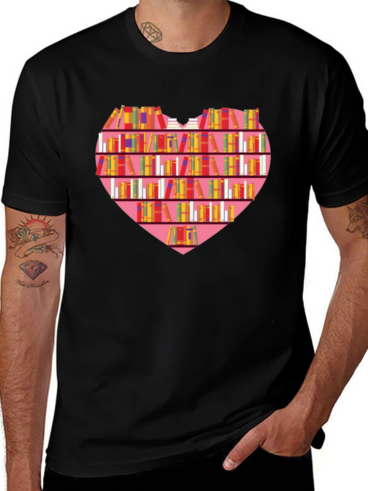 Heart Bookshelf Graphic T-Shirt