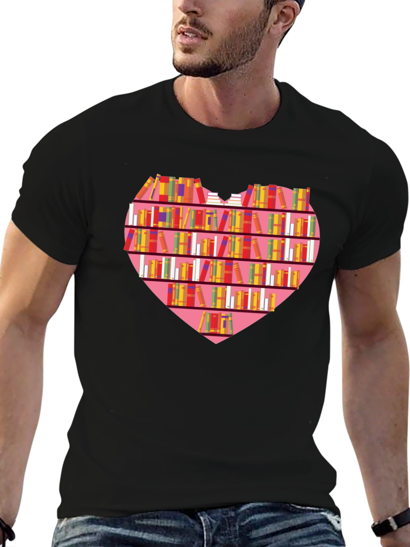 Heart Bookshelf Graphic T-Shirt