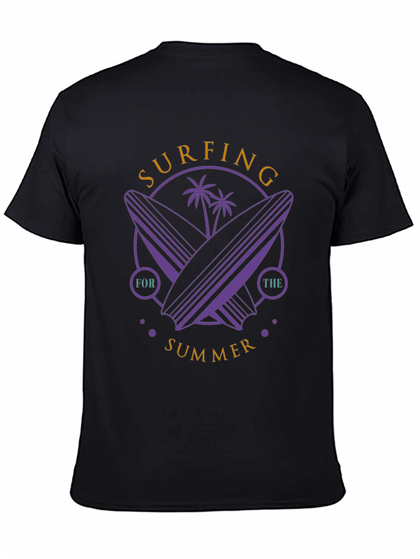 Surfing Summer Graphic Tee - Black Cotton Comfort