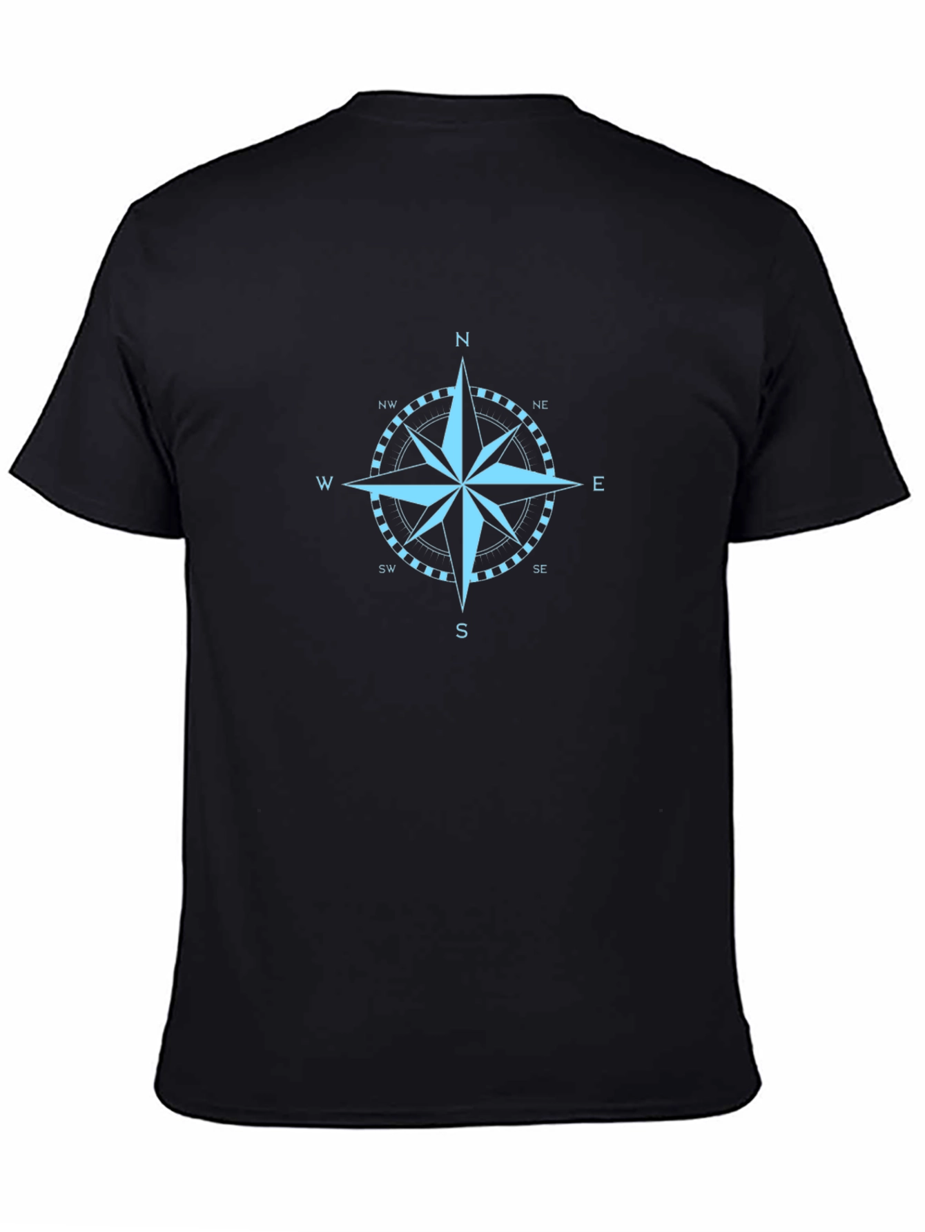 Nautical Compass Rose Graphic Tee - Black Cotton T-Shirt