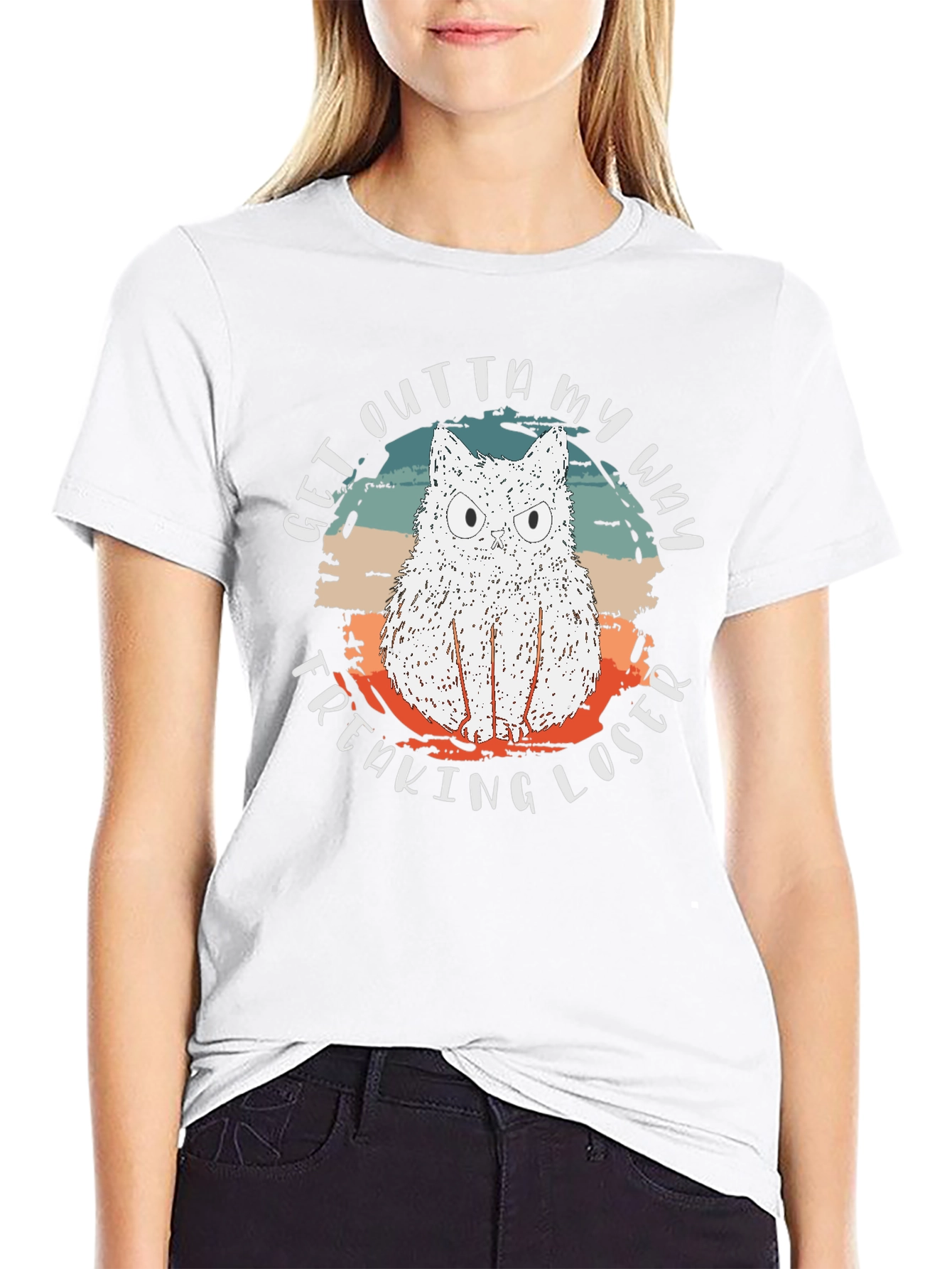 Funny Cat Freaking Loser Graphic T-Shirt