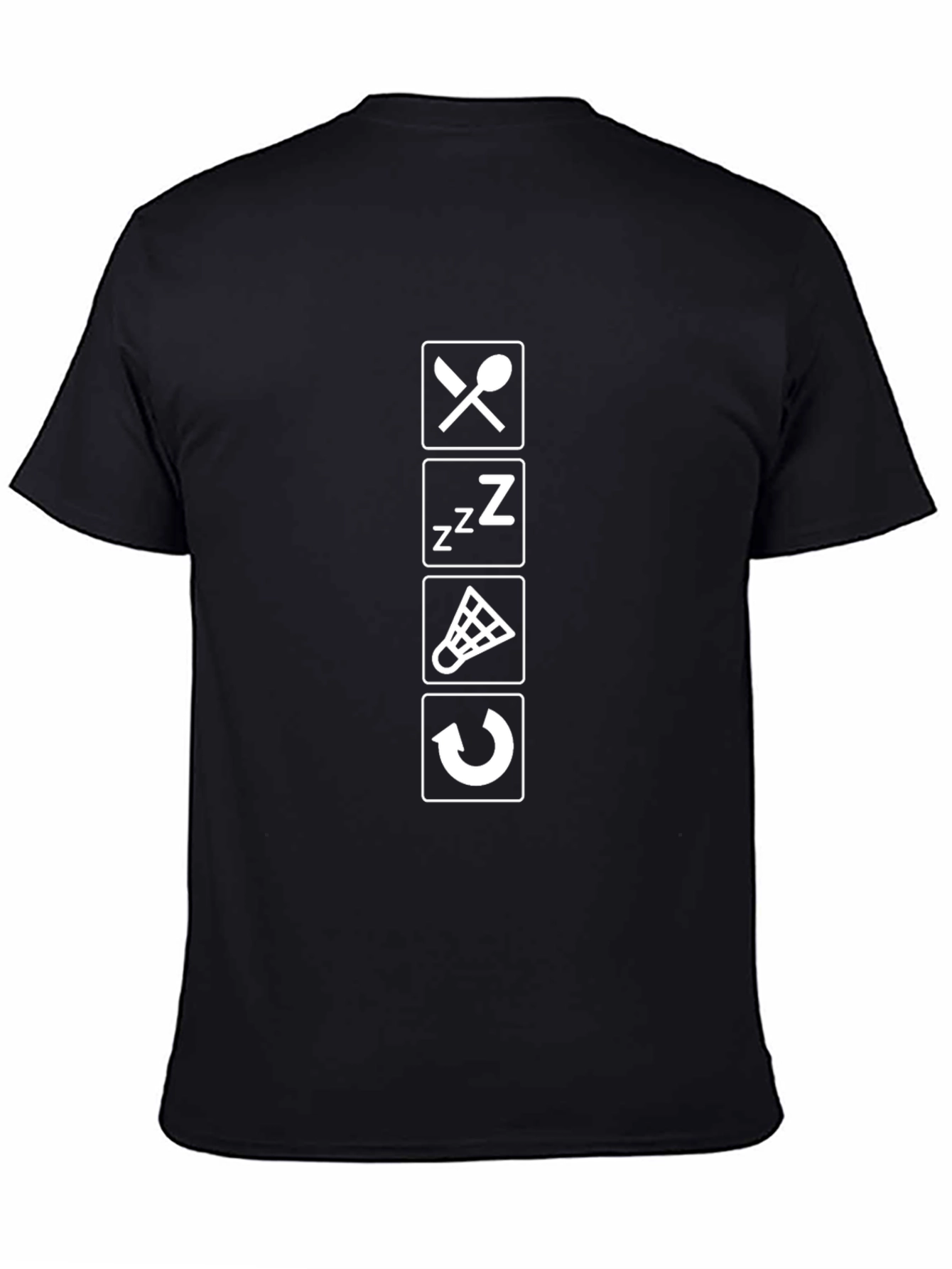 Eat Sleep Badminton Repeat Black T-Shirt