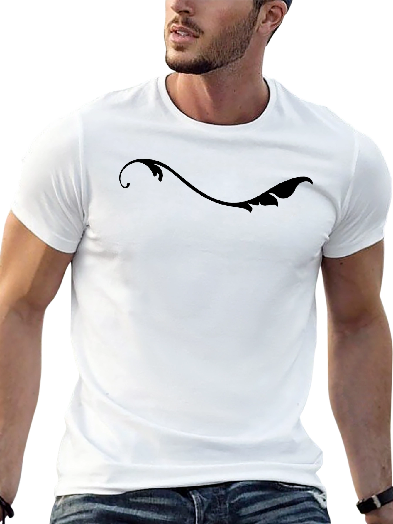 Stylish Black T-Shirt with Swirl Design
