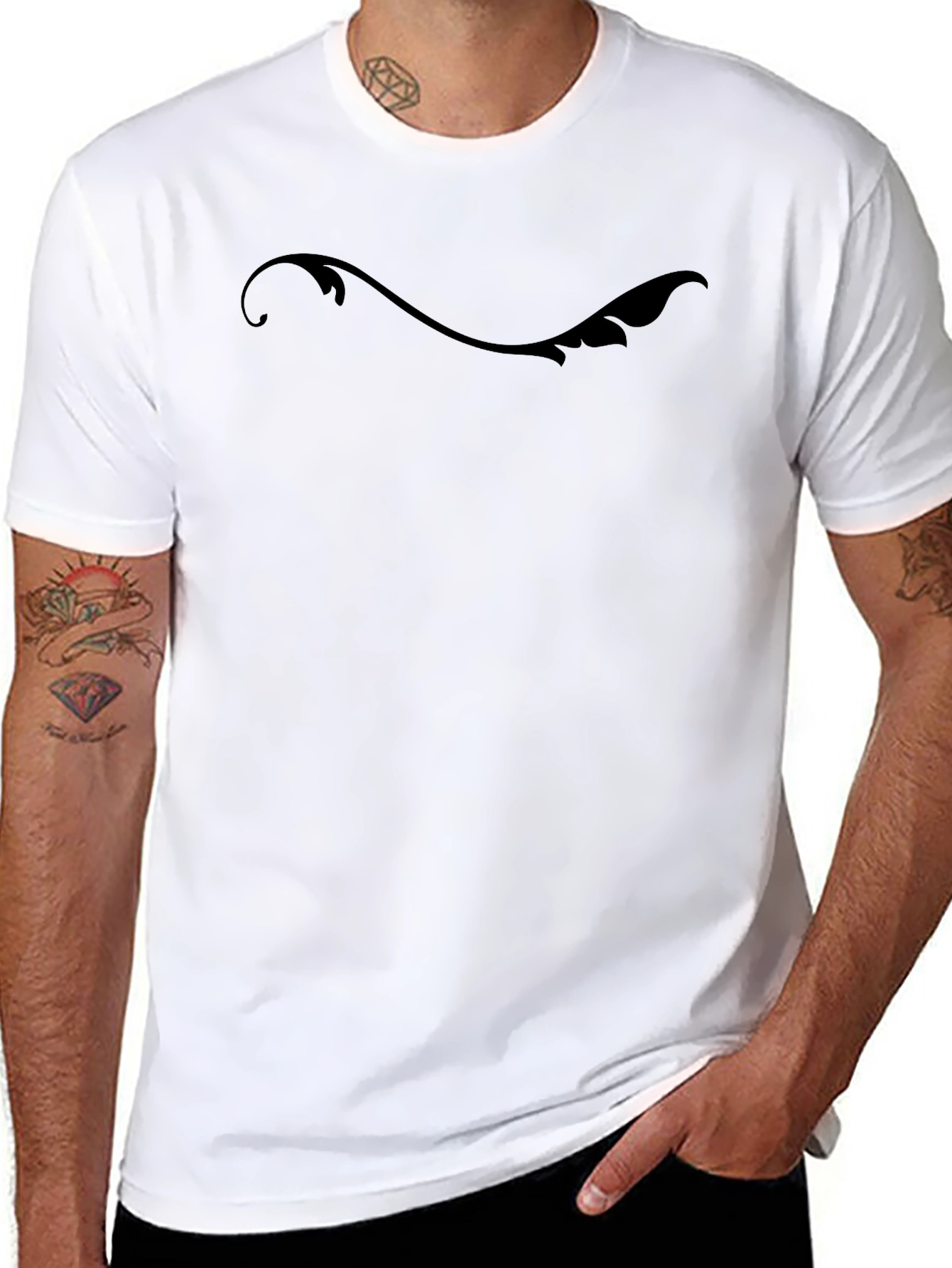 Stylish Black T-Shirt with Swirl Design
