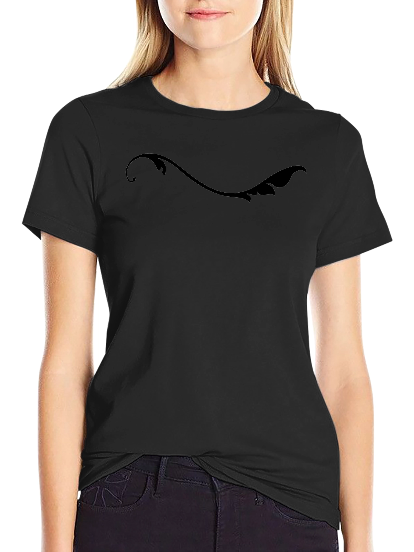 Stylish Black T-Shirt with Swirl Design
