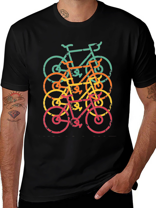 Retro Bicycle Stack Graphic T-Shirt