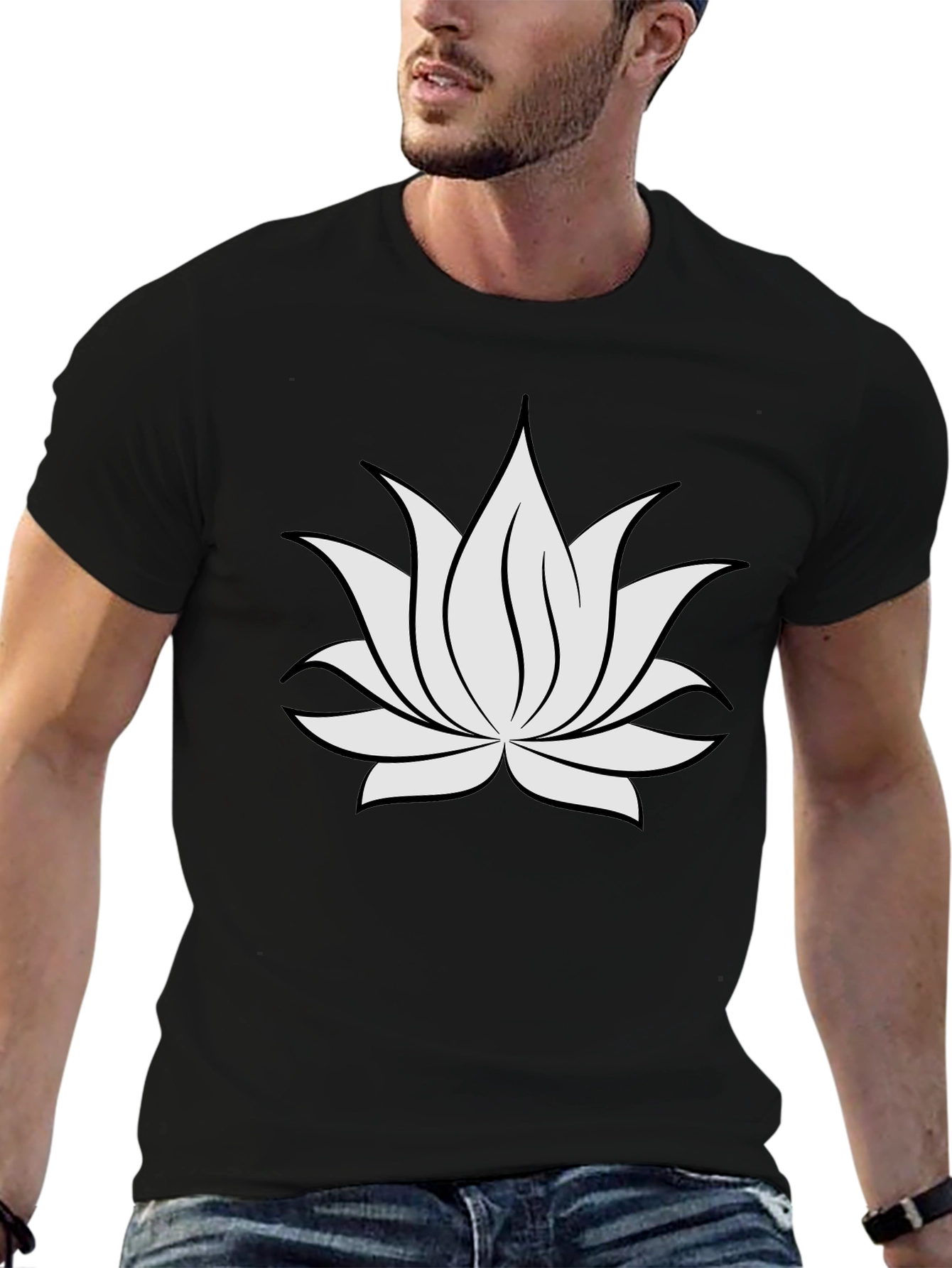 Lotus Flower Graphic Black Tee