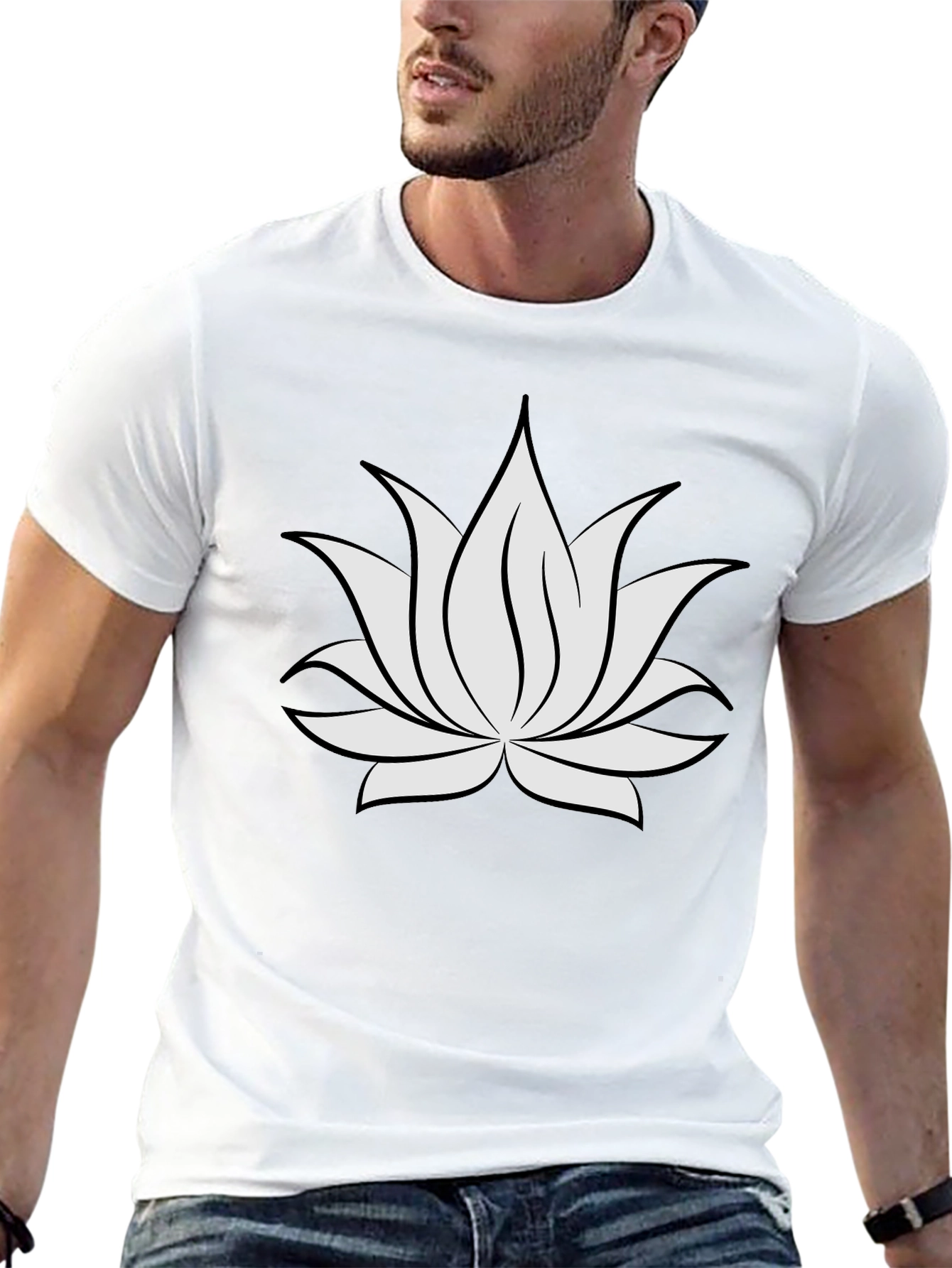 Lotus Flower Graphic Black Tee