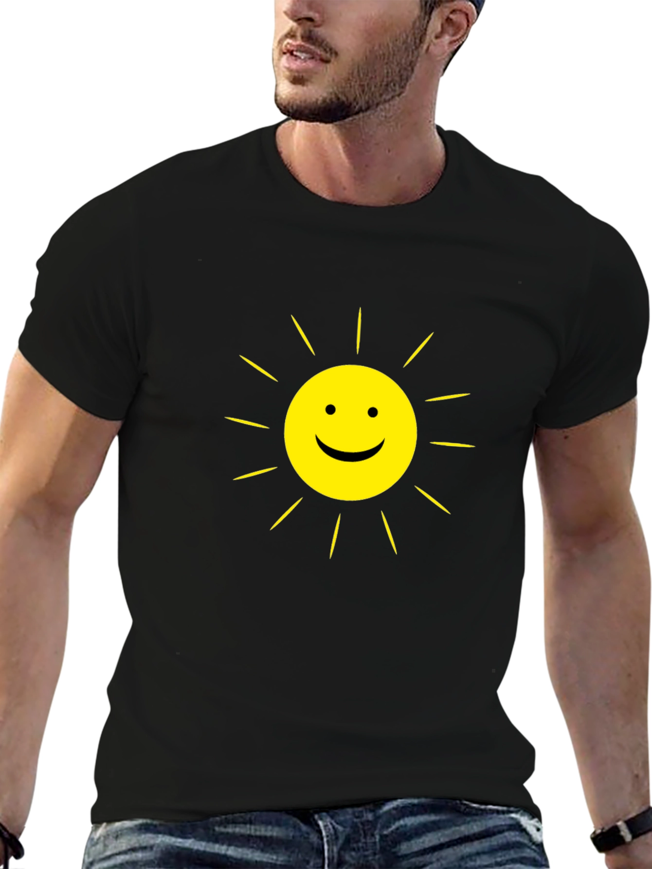 Sunny Day Graphic Tee - Classic Black Cotton T-Shirt