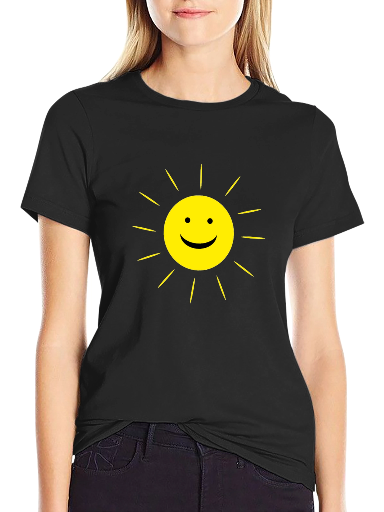 Sunny Day Graphic Tee - Classic Black Cotton T-Shirt