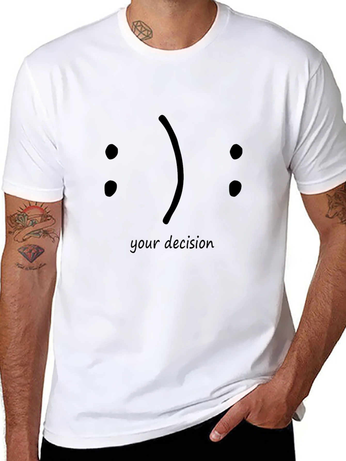 Your Decision Smiley Face Graphic Black T-Shirt