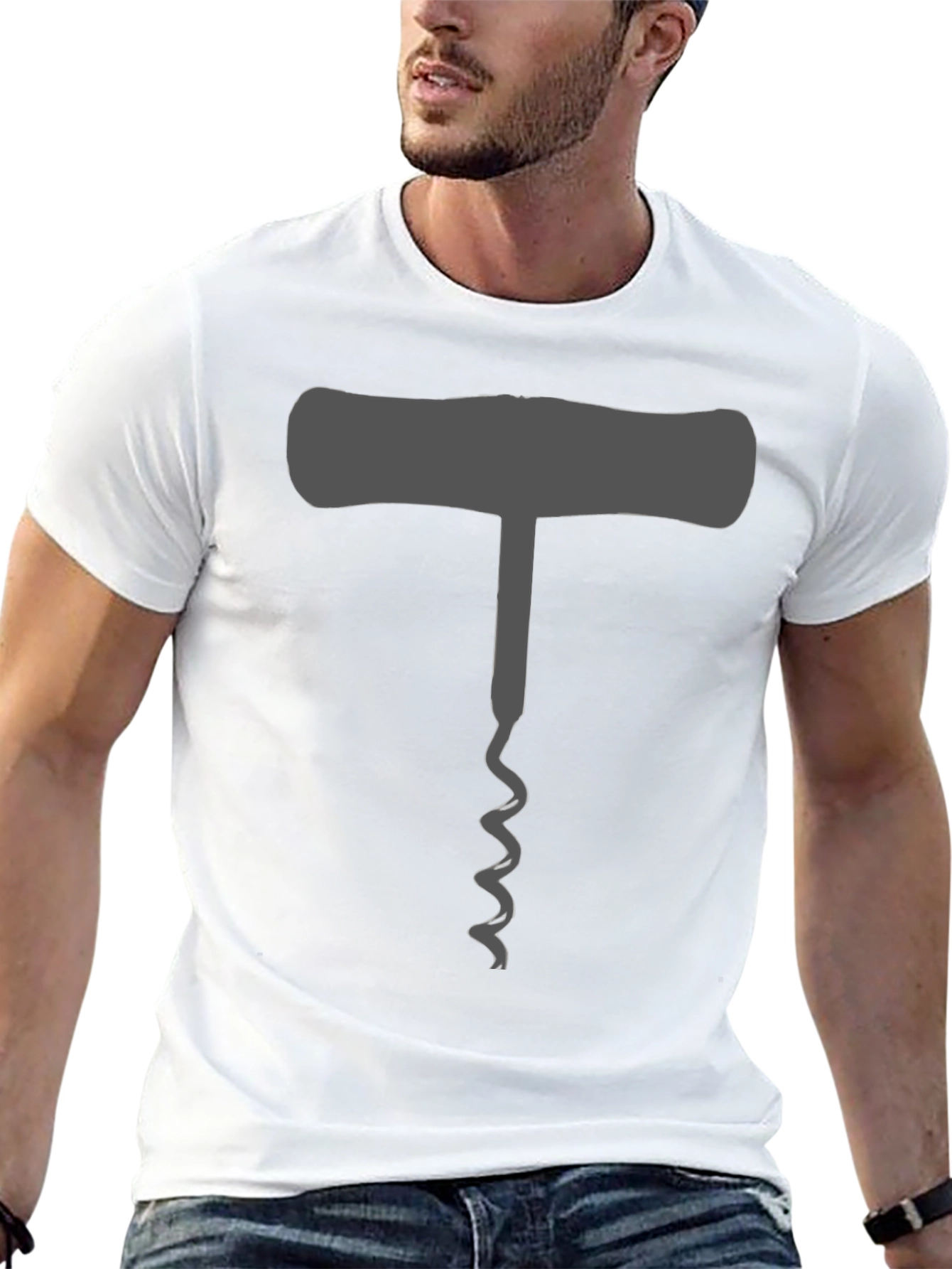 Wine Lovers Corkscrew T-Shirt - Black