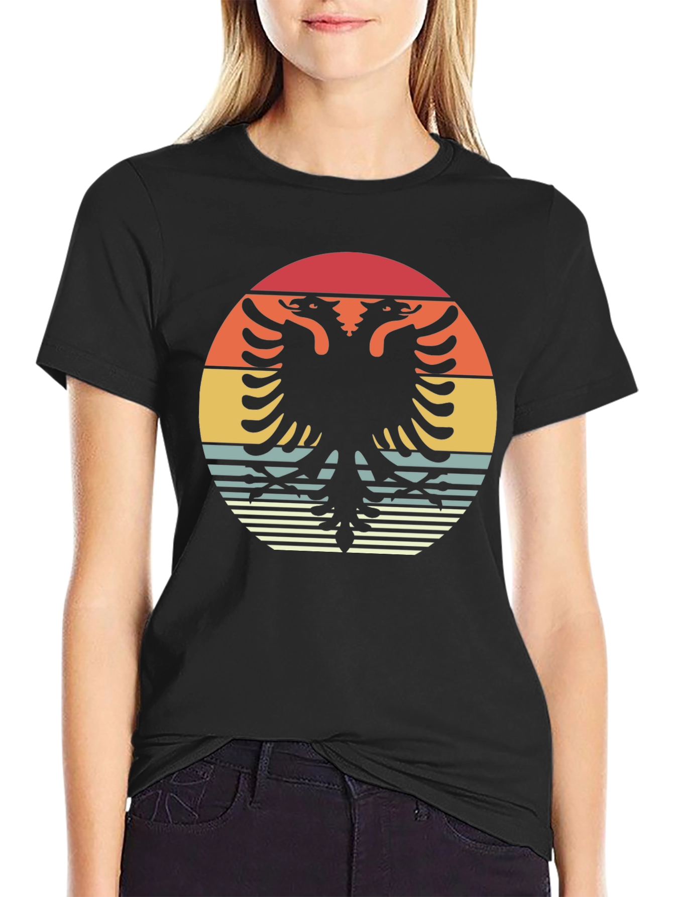 Retro Albanian Eagle Graphic T-Shirt