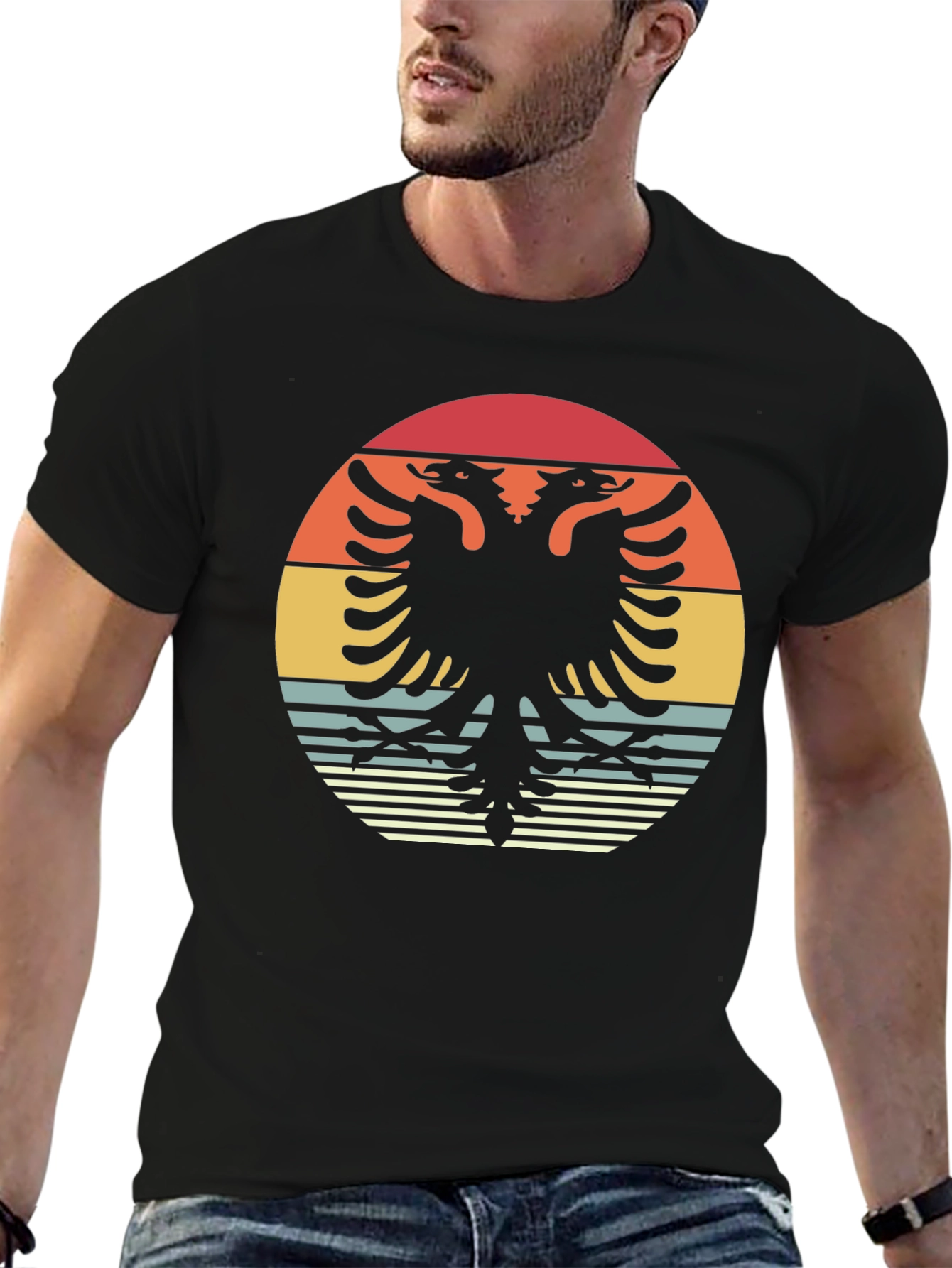Retro Albanian Eagle Graphic T-Shirt
