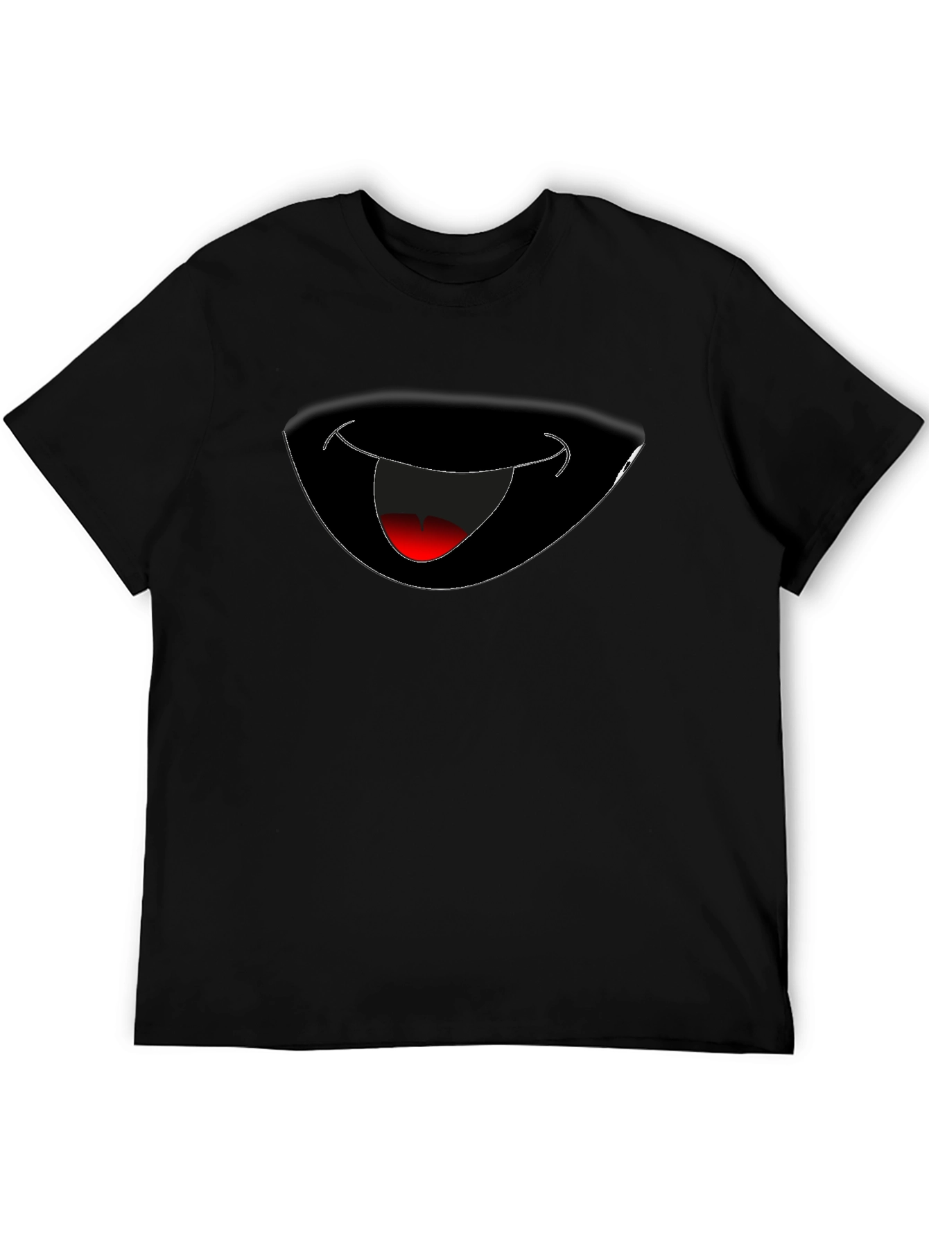 Funny Grinning Mouth Graphic Black T-Shirt