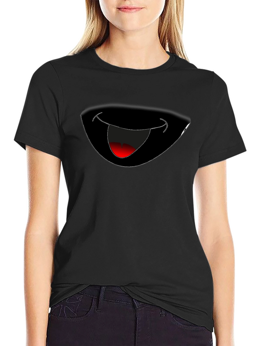 Funny Grinning Mouth Graphic Black T-Shirt