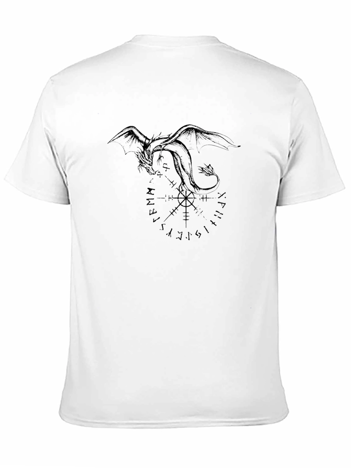 Dragon & Rune Circle Graphic Tee - Black